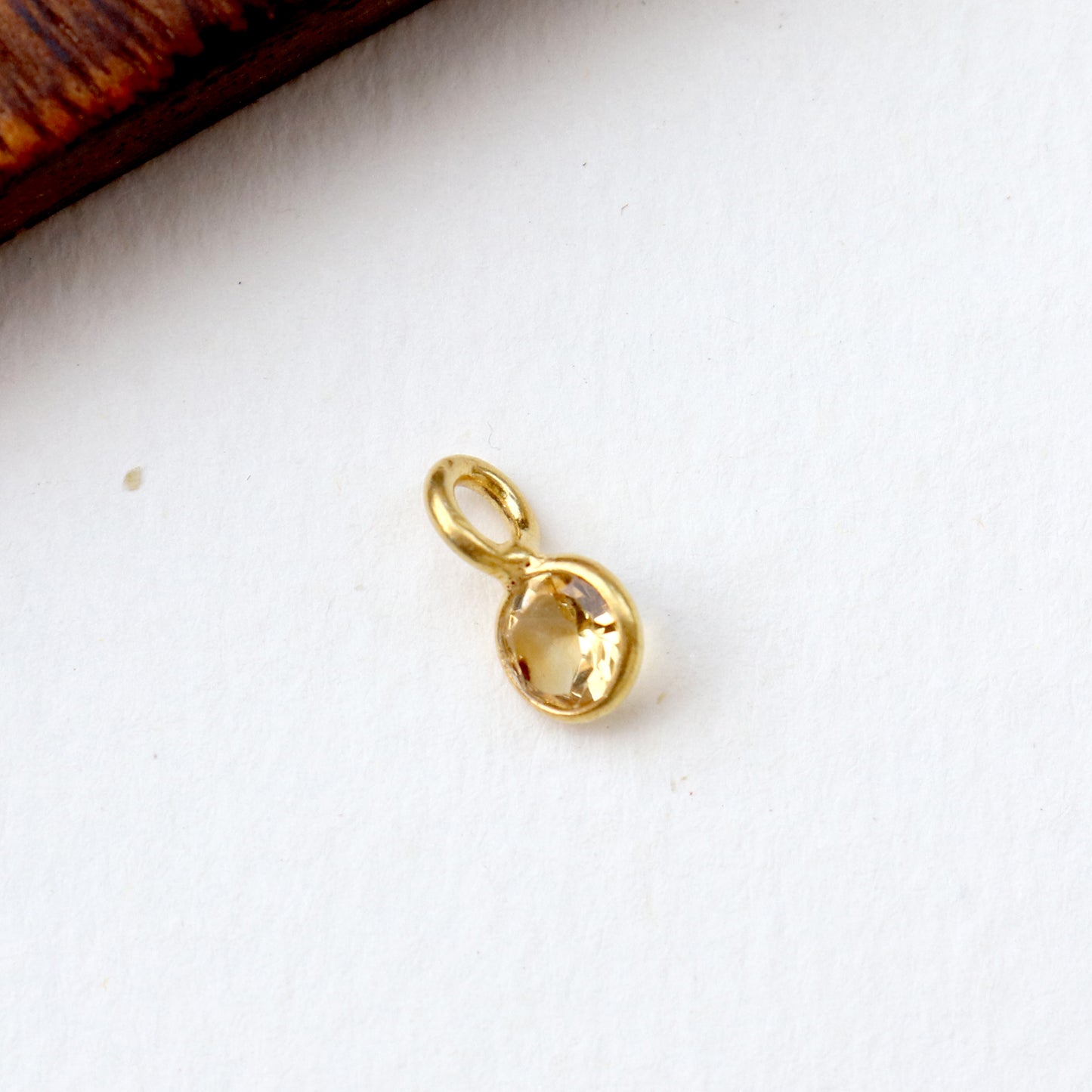 Citrine Charm, 18k Solid Gold Charm, Natural Citrine Charm, Gold Charm, Charm Pendant, Charm Necklace, Handmade Gold Charm