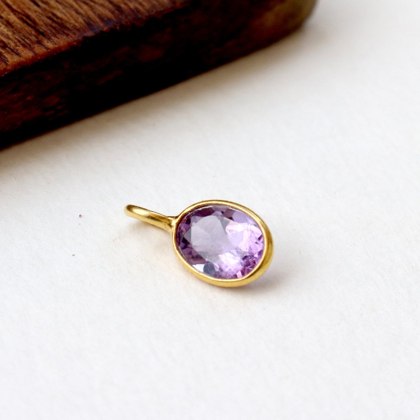 Amethyst Charm, 18k Solid Gold Charm, Natural Amethyst Charm, Gold Charm, Charm Pendant, Charm Necklace, Handmade Gold Charm, Gfit for Her