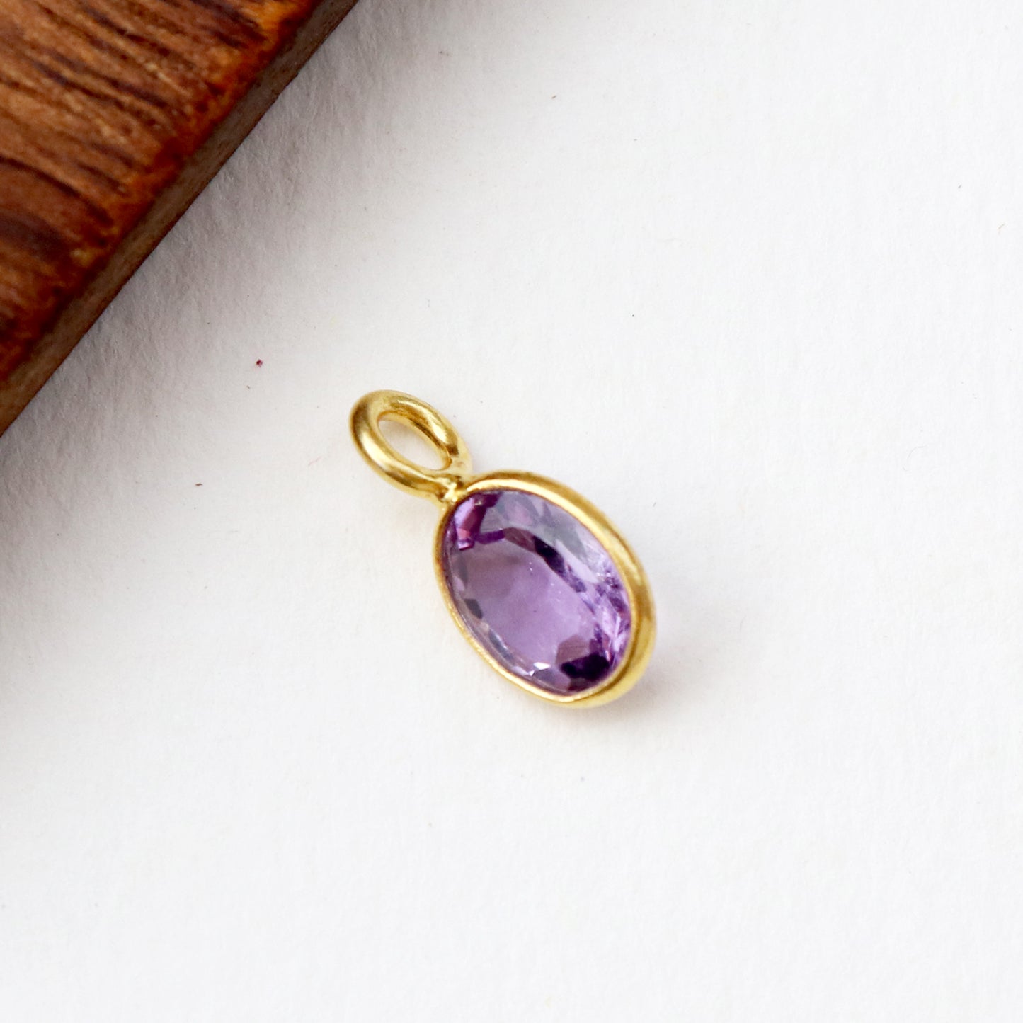 Amethyst Charm, 18k Solid Gold Charm, Natural Amethyst Charm, Gold Charm, Charm Pendant, Charm Necklace, Handmade Gold Charm, Gfit for Her