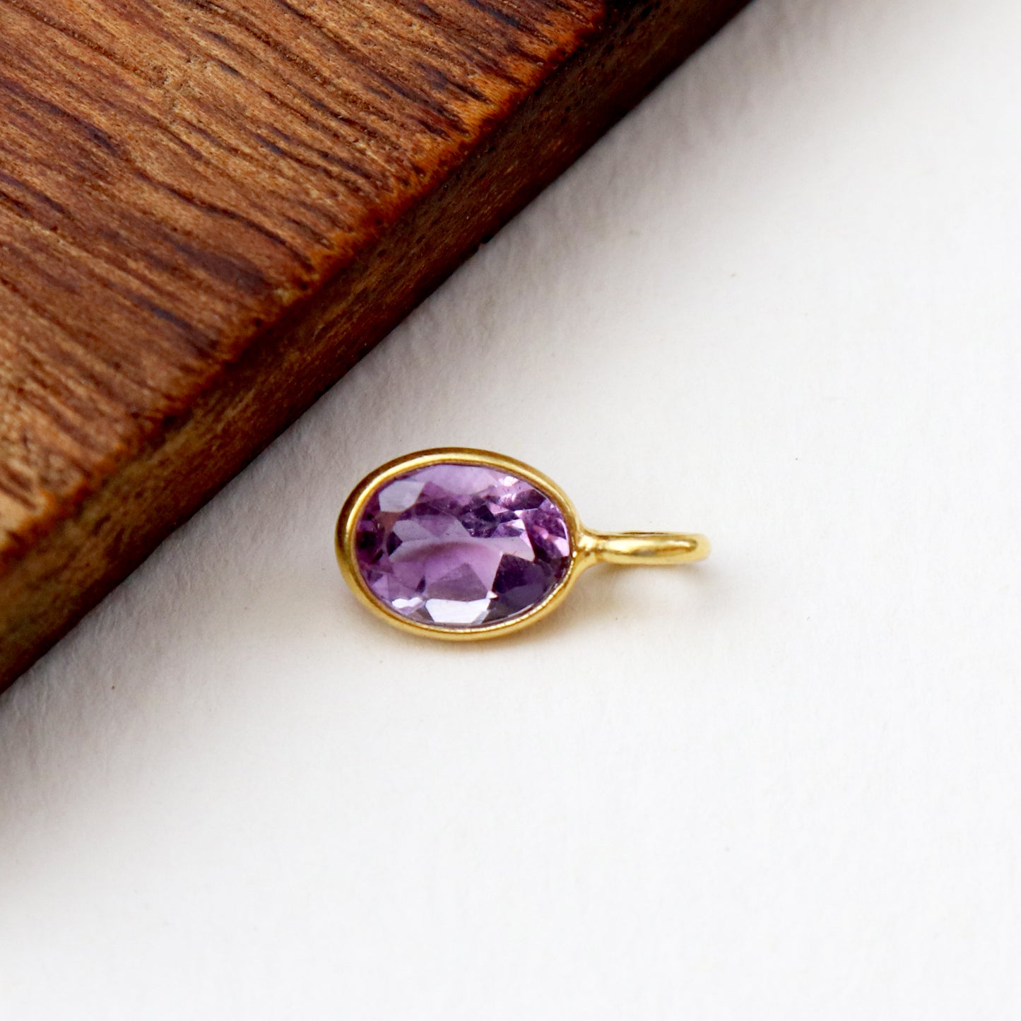 Amethyst Charm, 18k Solid Gold Charm, Natural Amethyst Charm, Gold Charm, Charm Pendant, Charm Necklace, Handmade Gold Charm, Gfit for Her