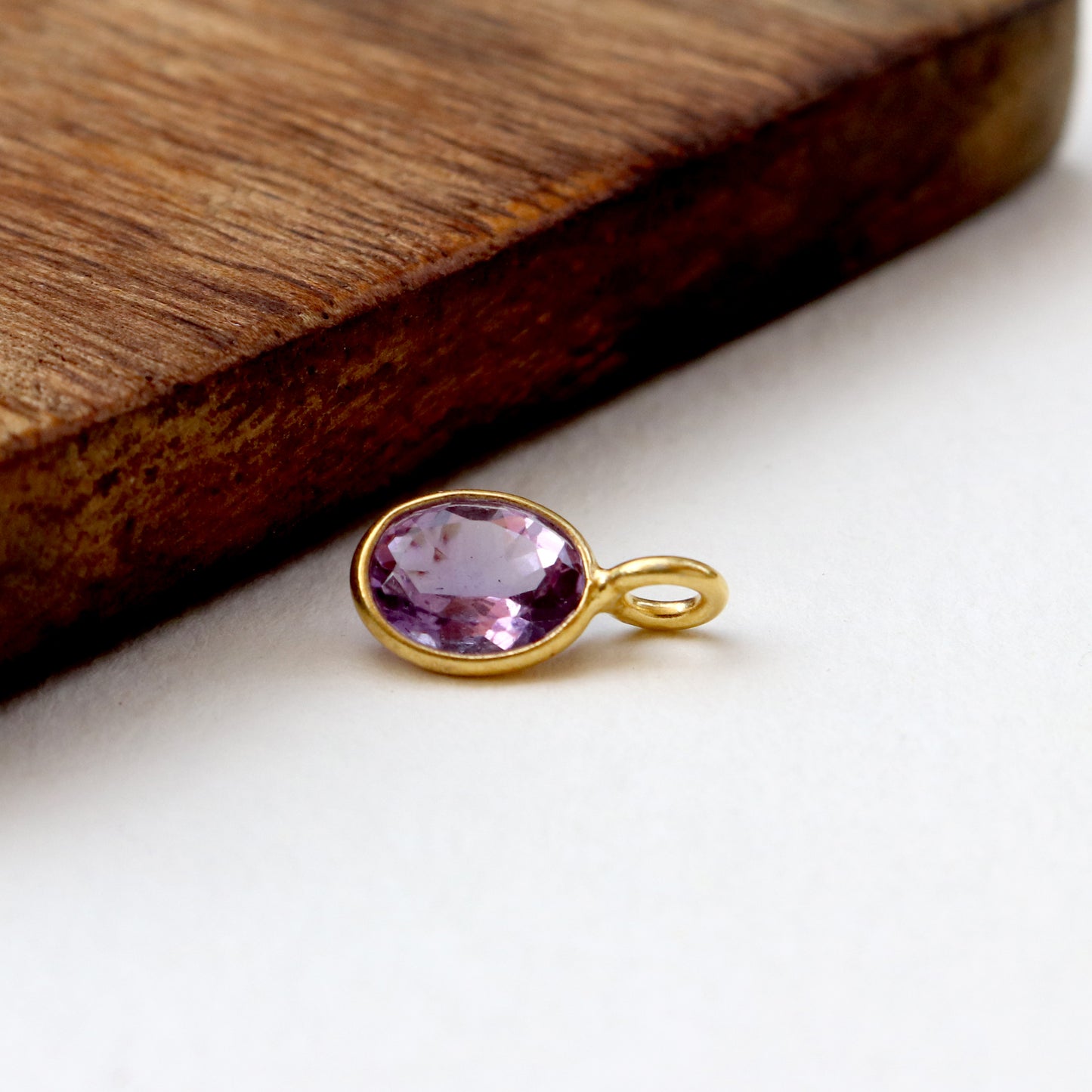 Amethyst Charm, 18k Solid Gold Charm, Natural Amethyst Charm, Gold Charm, Charm Pendant, Charm Necklace, Handmade Gold Charm, Gfit for Her
