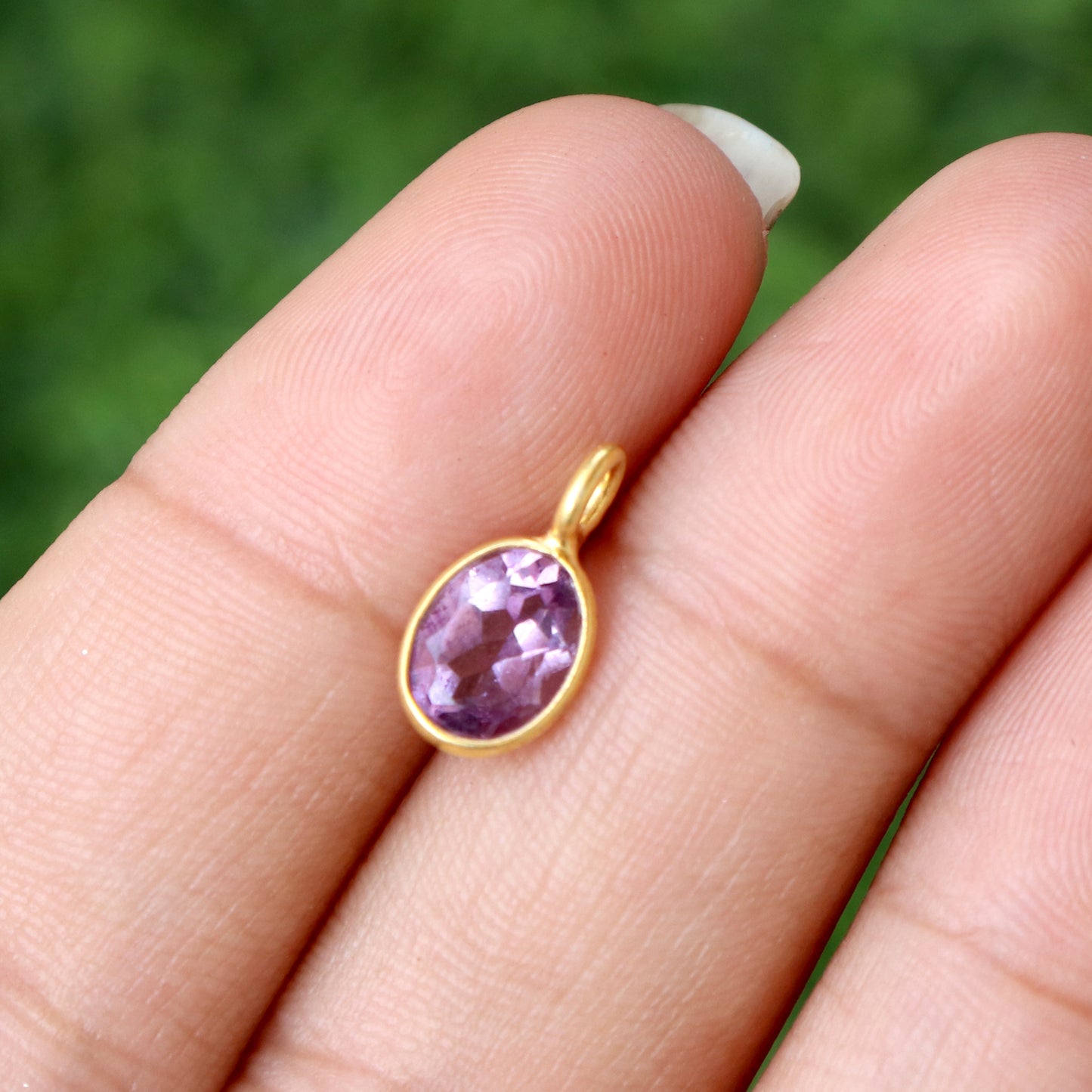 Amethyst Charm, 18k Solid Gold Charm, Natural Amethyst Charm, Gold Charm, Charm Pendant, Charm Necklace, Handmade Gold Charm, Gfit for Her