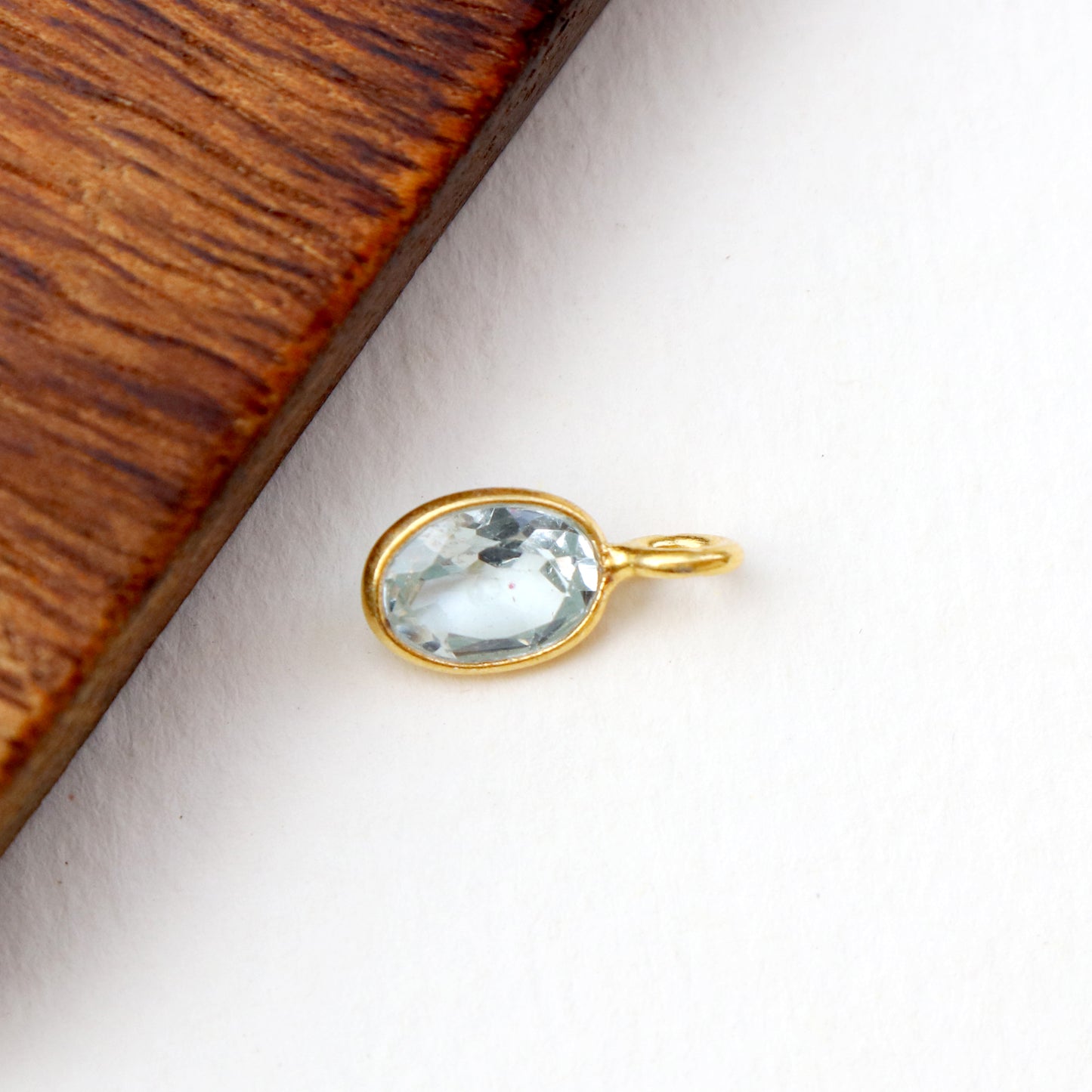 Natural Blue Topaz Charm, 18k Solid Gold Charm, AA Blue Topaz Charm, Gold Charm, Charm Pendant, Charm Necklace, Handmade Gold Charm, Gift For Her Charm
