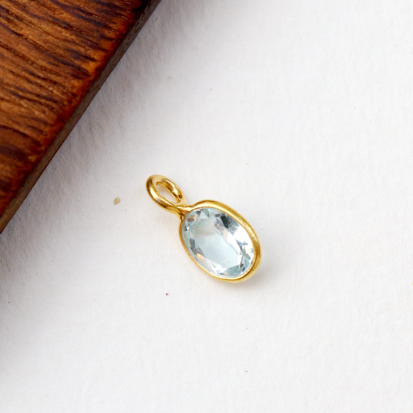 Natural Blue Topaz Charm, 18k Solid Gold Charm, AA Blue Topaz Charm, Gold Charm, Charm Pendant, Charm Necklace, Handmade Gold Charm, Gift For Her Charm