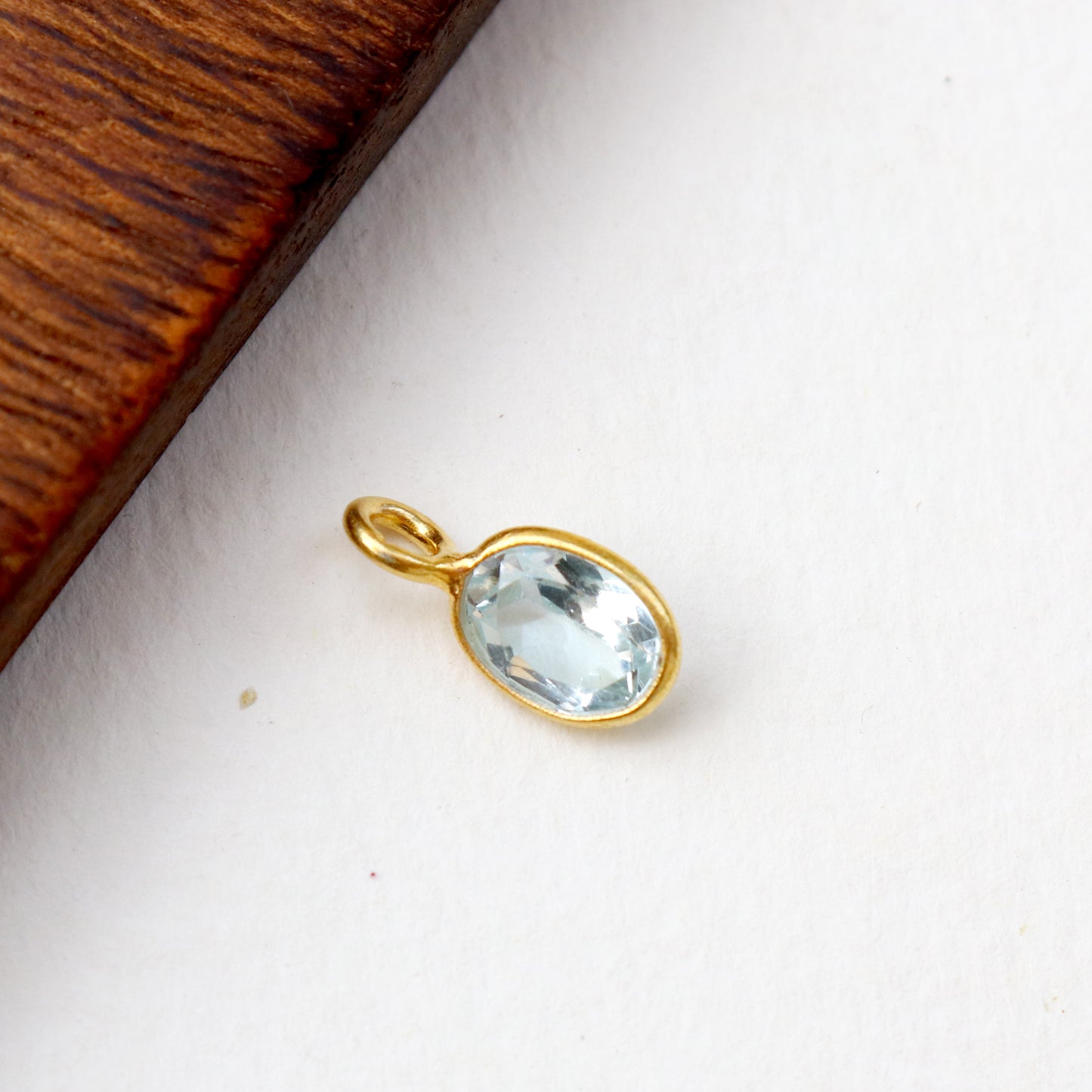 Natural Blue Topaz Charm, 18k Solid Gold Charm, AA Blue Topaz Charm, Gold Charm, Charm Pendant, Charm Necklace, Handmade Gold Charm, Gift For Her Charm