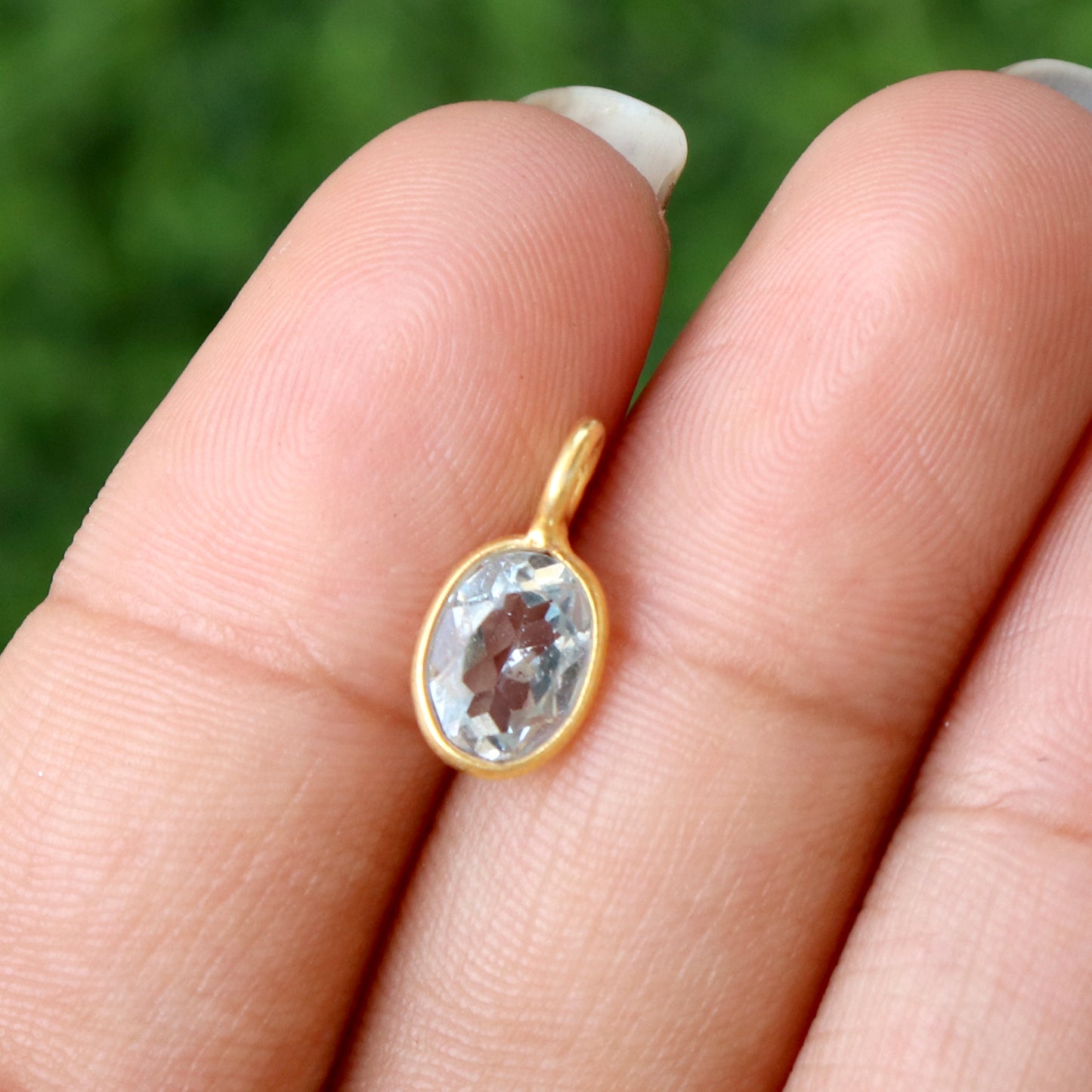 Natural Blue Topaz Charm, 18k Solid Gold Charm, AA Blue Topaz Charm, Gold Charm, Charm Pendant, Charm Necklace, Handmade Gold Charm, Gift For Her Charm