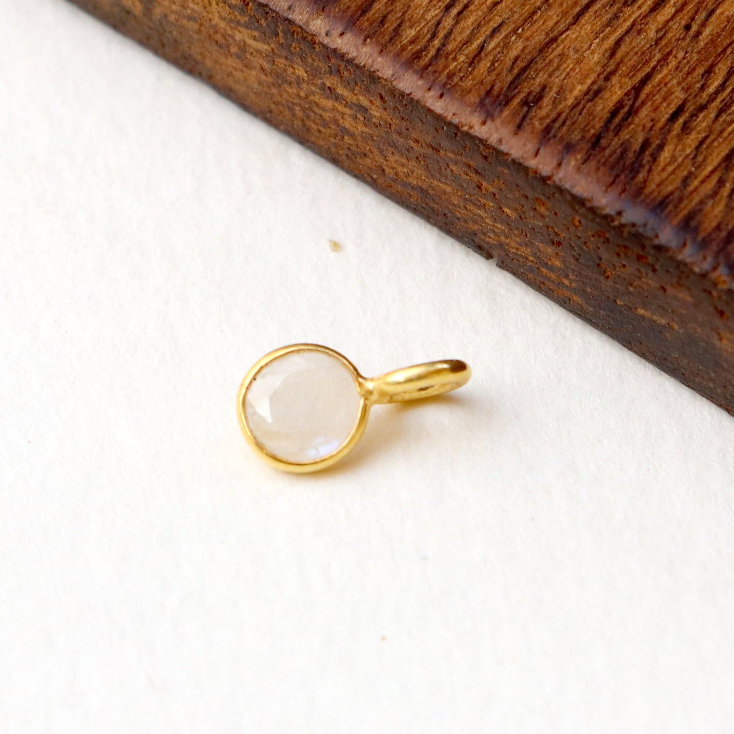 Natural Blue Rainbow Moonstone Charm, 18k Solid Gold Charm, Natural Moonstone Charm, Gold Charm, Charm Pendant, Charm Necklace, Handmade Gold Charm