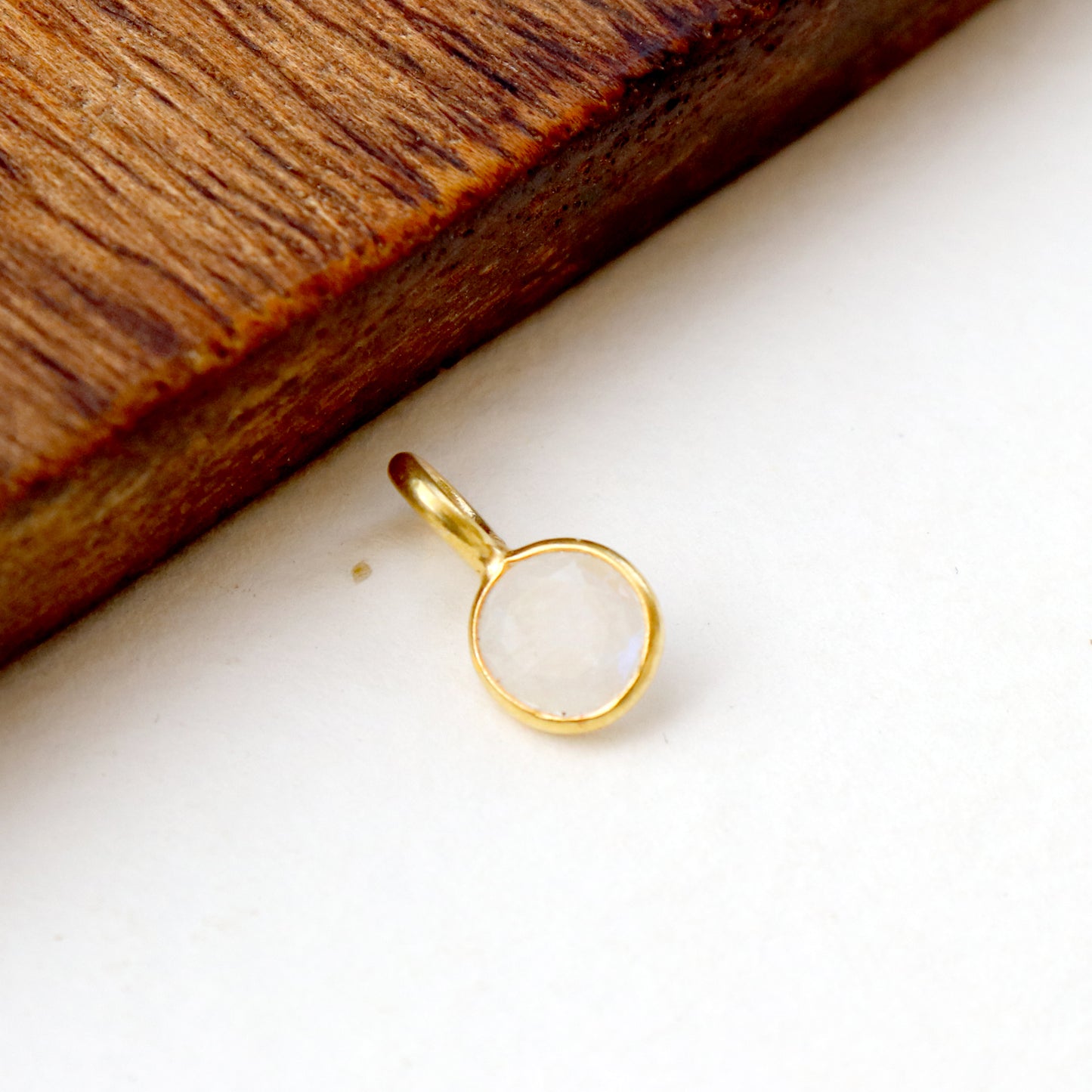 Natural Blue Rainbow Moonstone Charm, 18k Solid Gold Charm, Natural Moonstone Charm, Gold Charm, Charm Pendant, Charm Necklace, Handmade Gold Charm