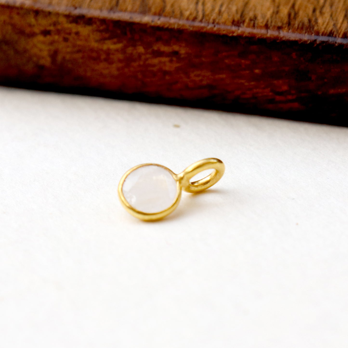 Natural Blue Rainbow Moonstone Charm, 18k Solid Gold Charm, Natural Moonstone Charm, Gold Charm, Charm Pendant, Charm Necklace, Handmade Gold Charm