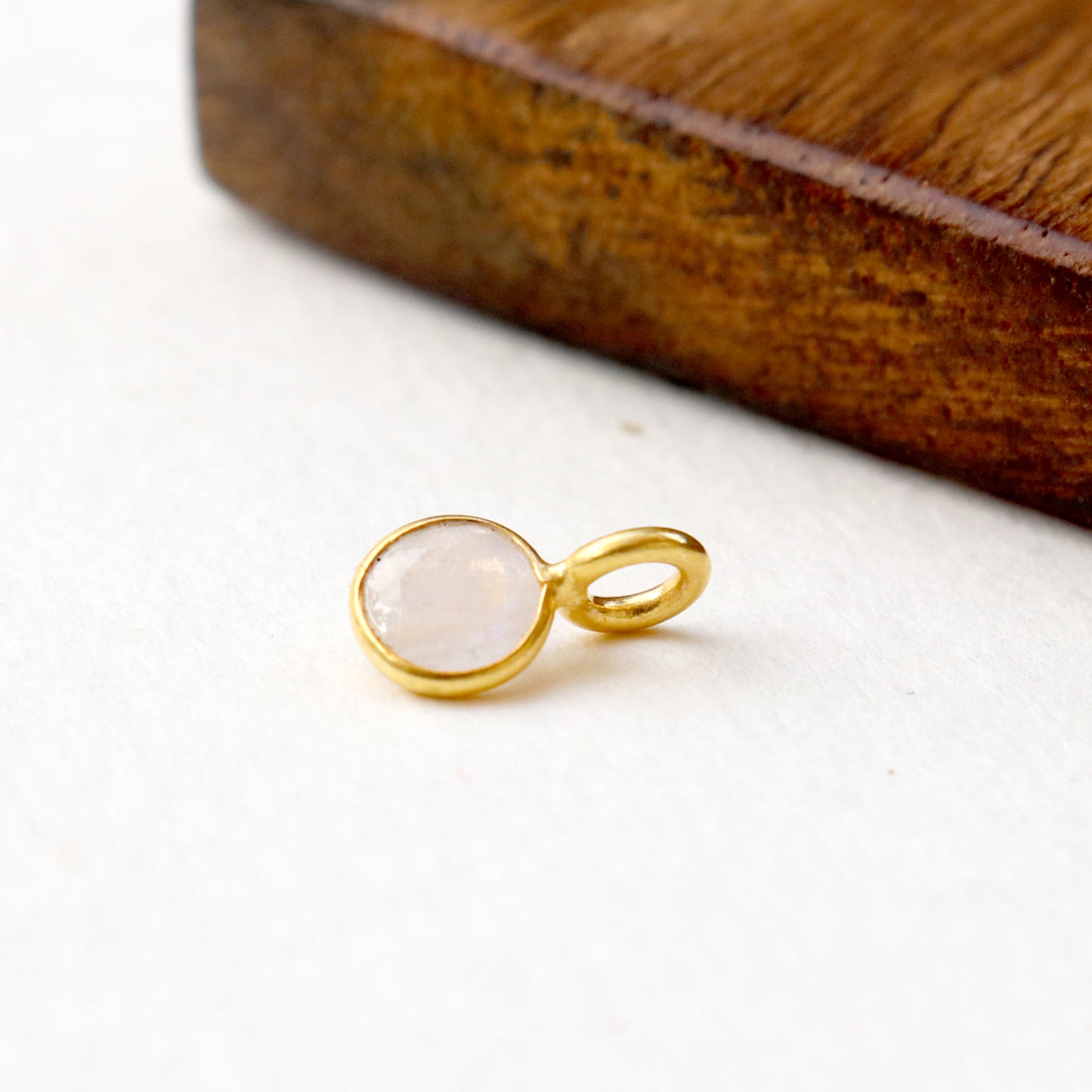 Natural Blue Rainbow Moonstone Charm, 18k Solid Gold Charm, Natural Moonstone Charm, Gold Charm, Charm Pendant, Charm Necklace, Handmade Gold Charm