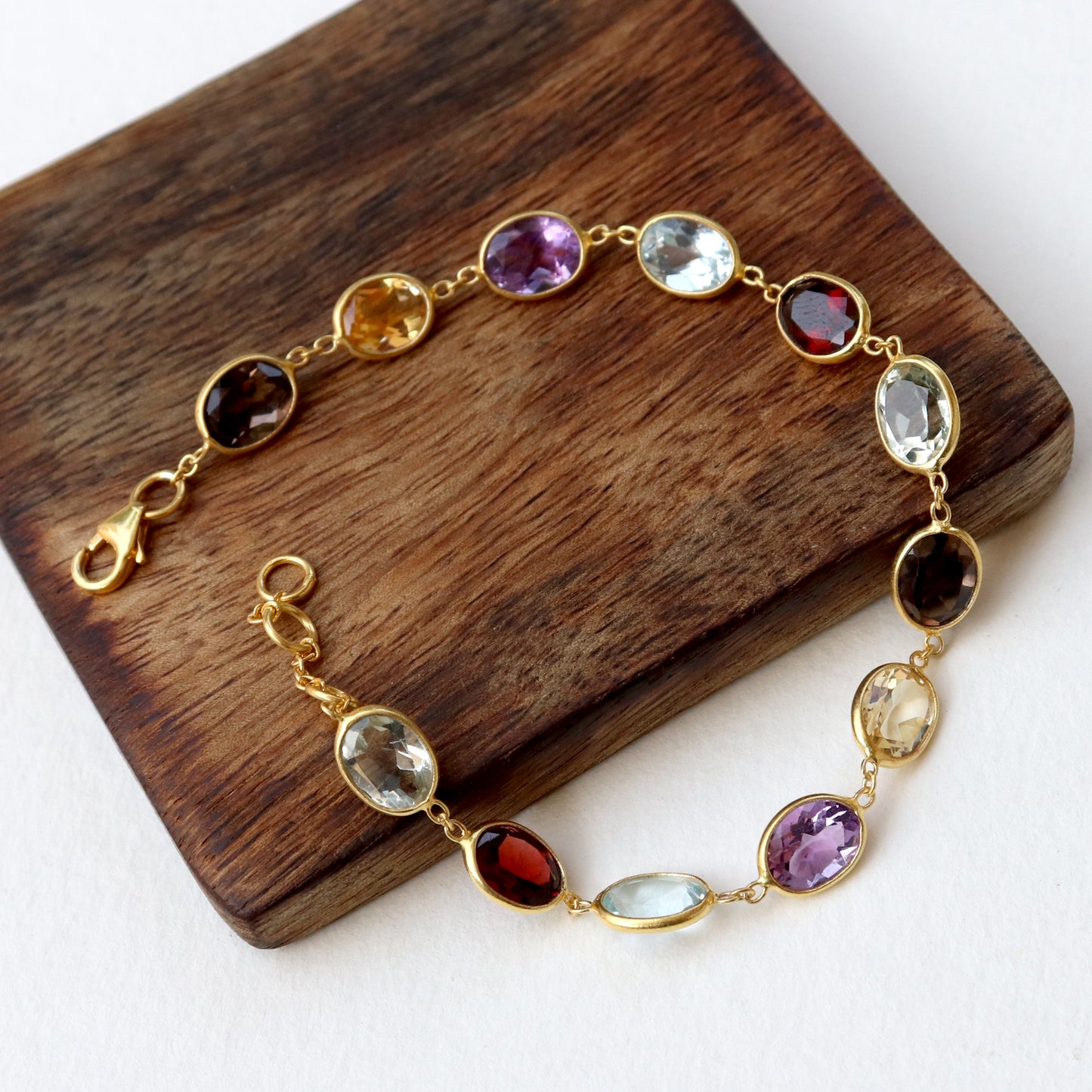 Multi Gemstone Bracelets, 18k Solid Gold Bracelets, Handmade Gold Bracelets, Gold Bracelets, Wedding Gift for Wife, Gemstone Bracelets