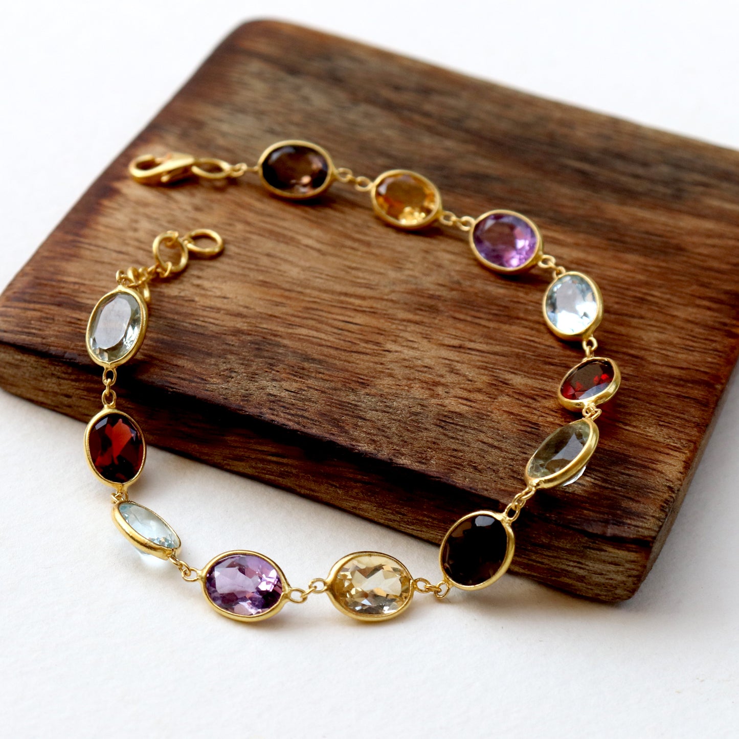 Multi Gemstone Bracelets, 18k Solid Gold Bracelets, Handmade Gold Bracelets, Gold Bracelets, Wedding Gift for Wife, Gemstone Bracelets