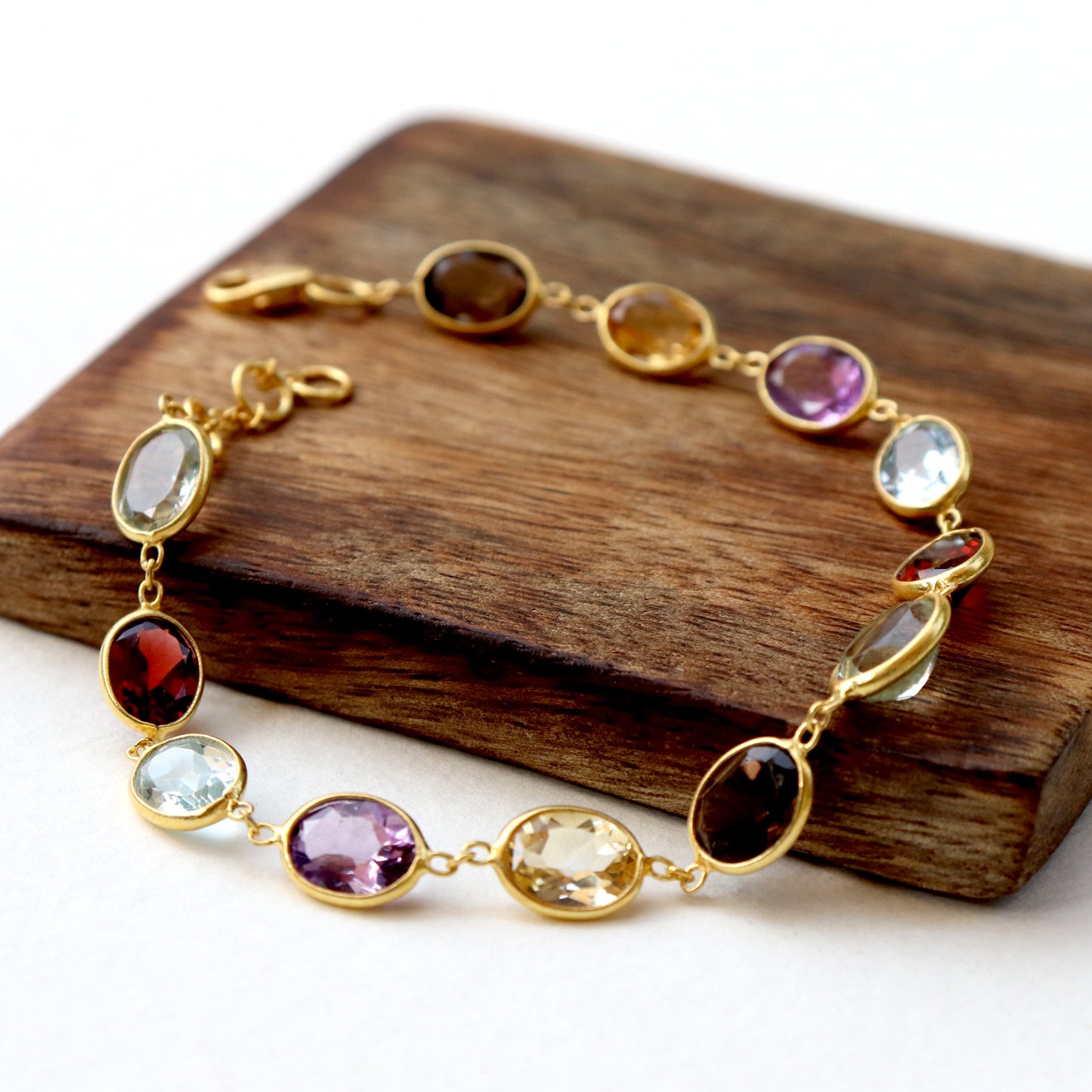 Multi Gemstone Bracelets, 18k Solid Gold Bracelets, Handmade Gold Bracelets, Gold Bracelets, Wedding Gift for Wife, Gemstone Bracelets