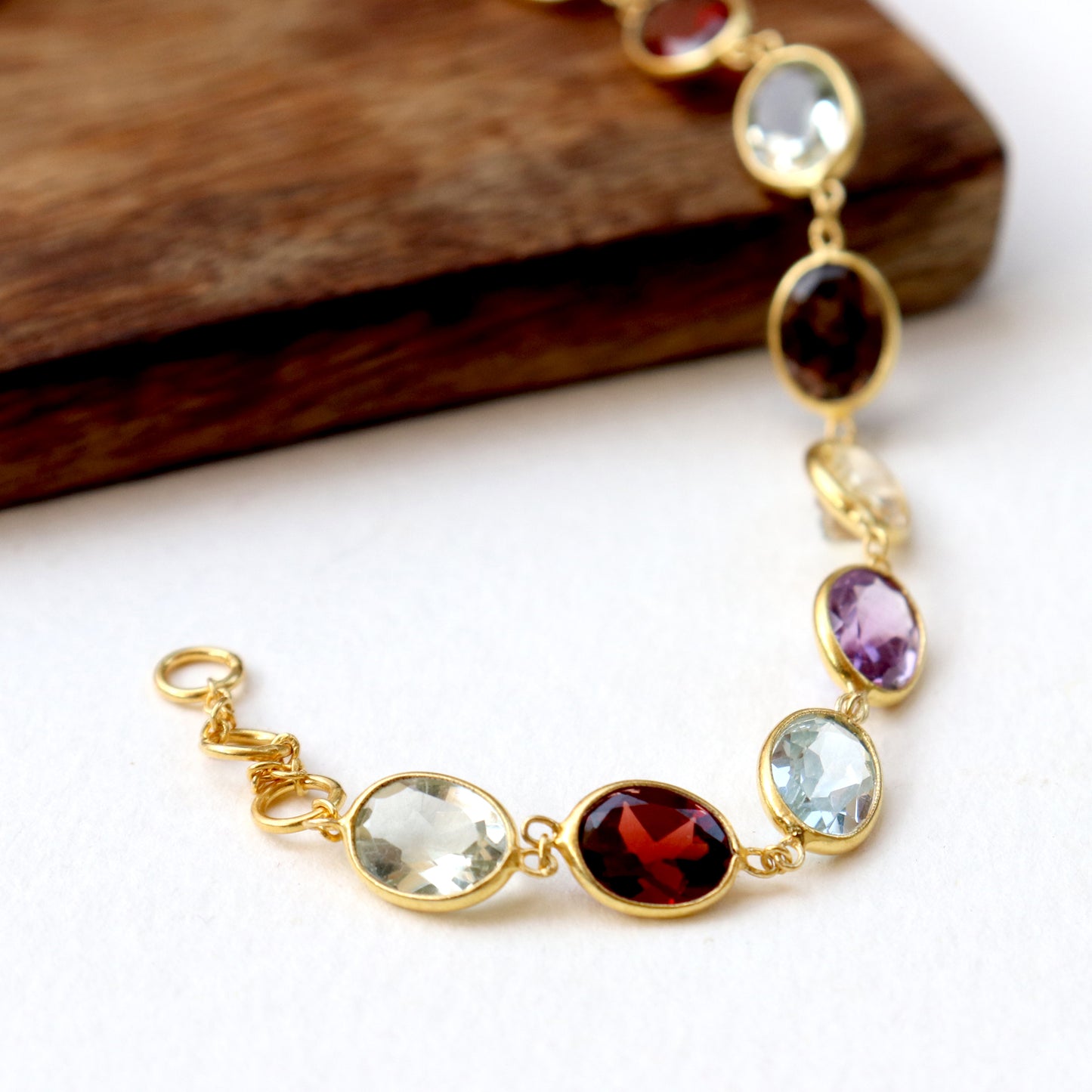 Multi Gemstone Bracelets, 18k Solid Gold Bracelets, Handmade Gold Bracelets, Gold Bracelets, Wedding Gift for Wife, Gemstone Bracelets
