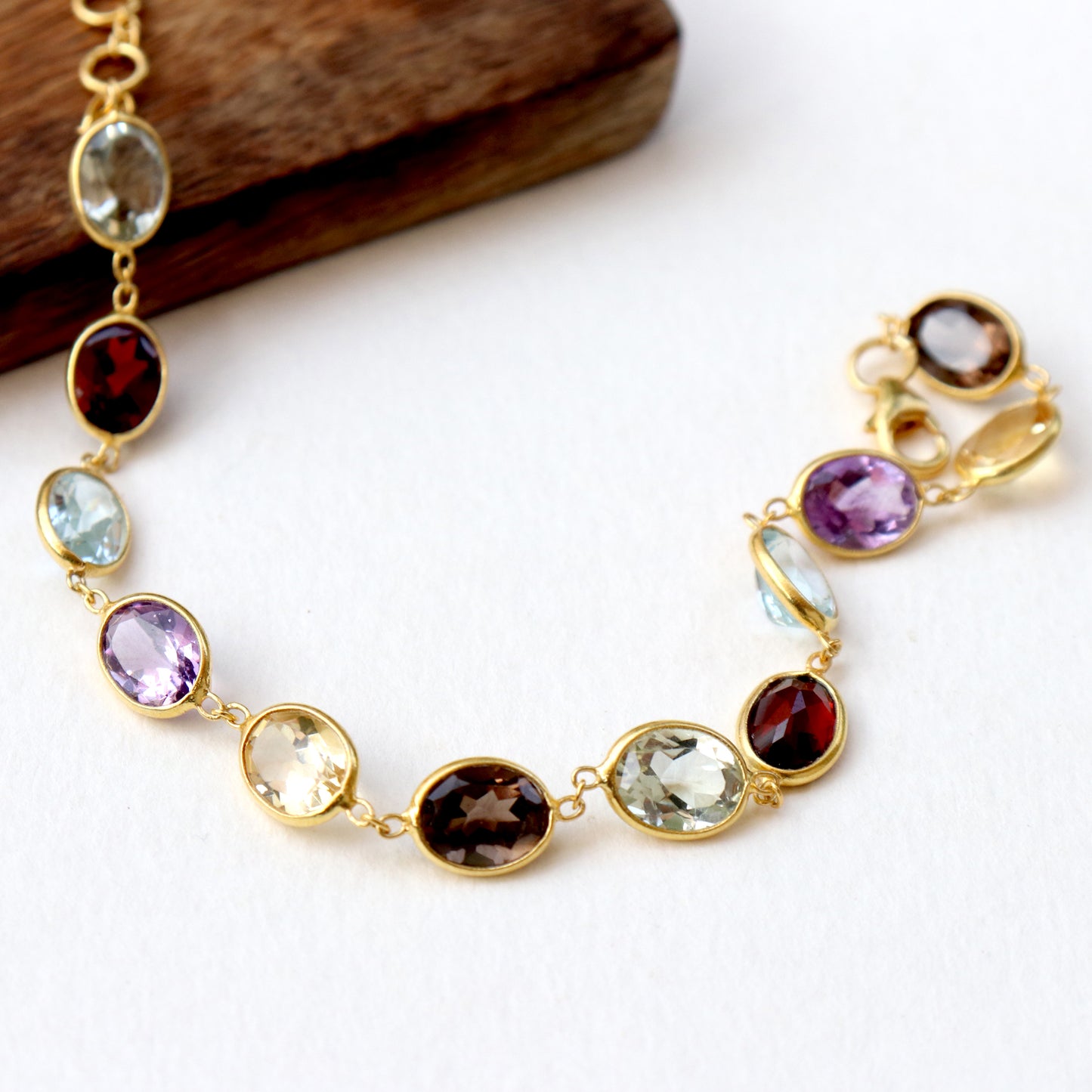 Multi Gemstone Bracelets, 18k Solid Gold Bracelets, Handmade Gold Bracelets, Gold Bracelets, Wedding Gift for Wife, Gemstone Bracelets