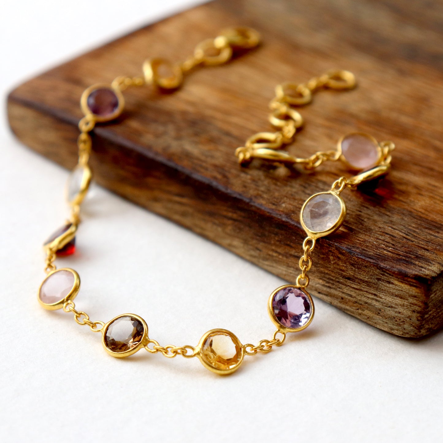 Multi Gemstone Bracelets, 18k Solid Gold Bracelets, Handmade Gold Bracelets, Gold Bracelets, Wedding Gift for Wife, Gemstone Bracelets