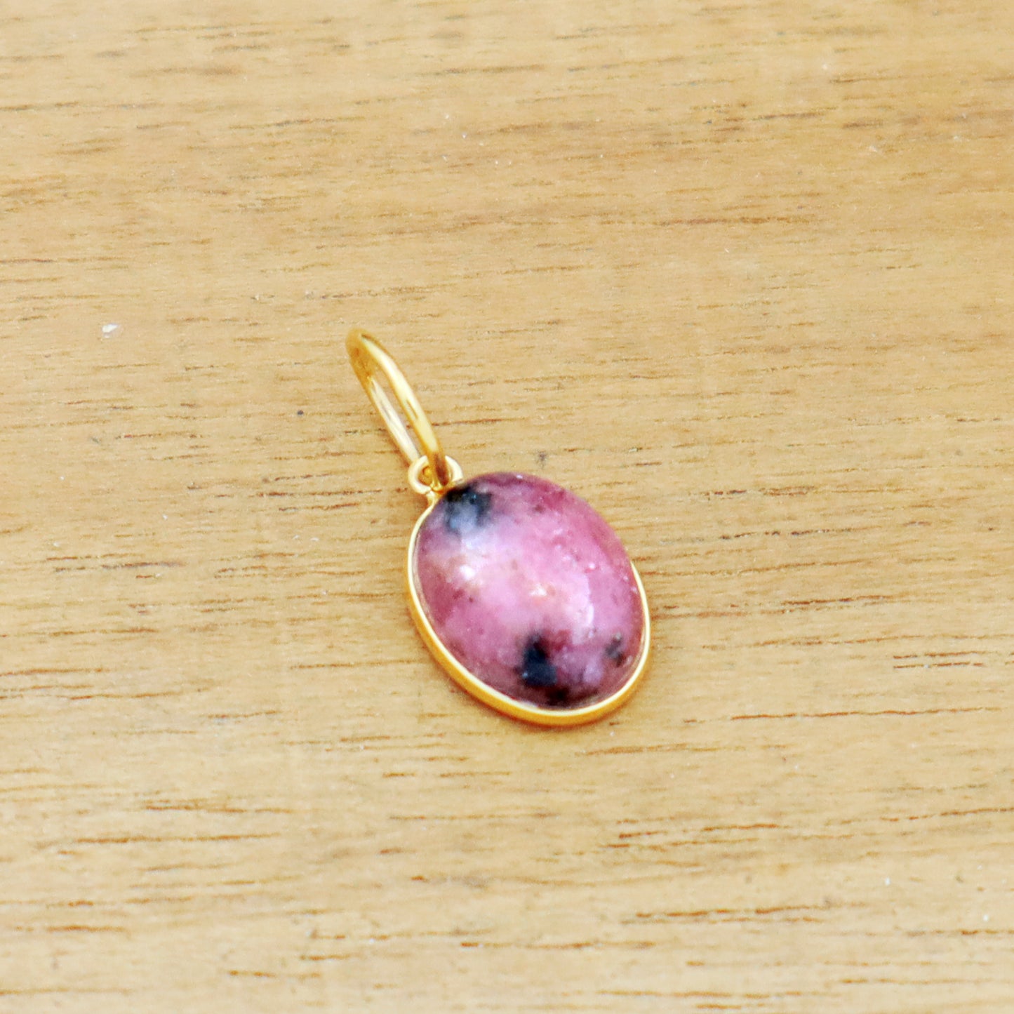 Rhodonite Charm, 18k Solid Gold Charm, Natural Rhodonite Charm, Gold Charm, Charm Pendant, Charm Necklace, Handmade Gold Charms