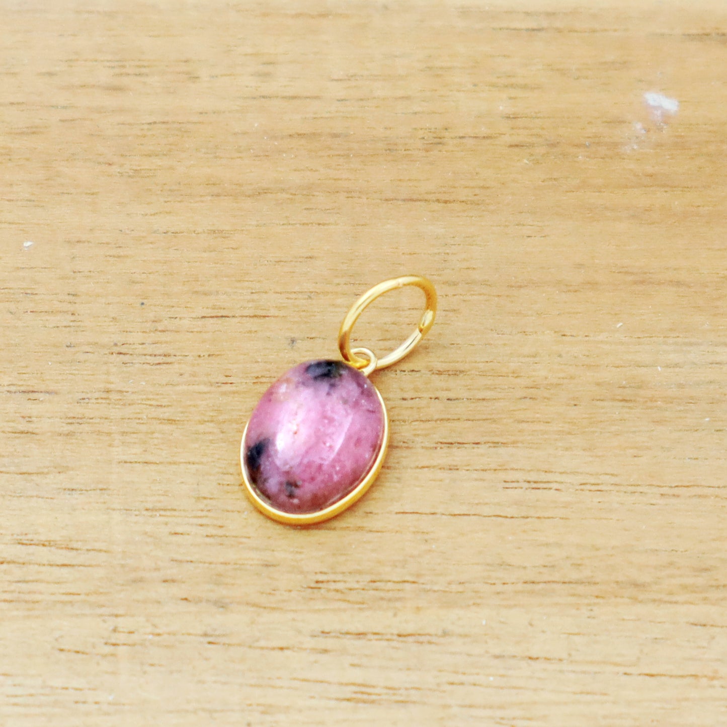 Rhodonite Charm, 18k Solid Gold Charm, Natural Rhodonite Charm, Gold Charm, Charm Pendant, Charm Necklace, Handmade Gold Charms
