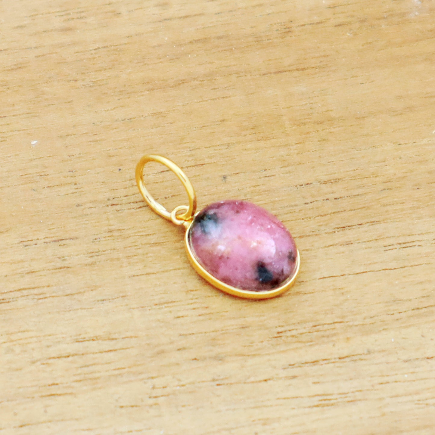 Rhodonite Charm, 18k Solid Gold Charm, Natural Rhodonite Charm, Gold Charm, Charm Pendant, Charm Necklace, Handmade Gold Charms