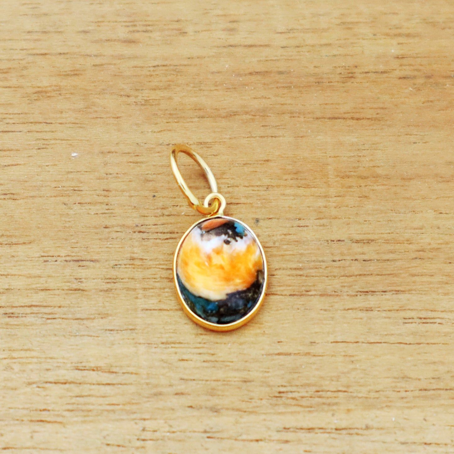 Oyster Copper Turquoise Charm, 18K gold charm pendant, Handmade Charm, Oyster Turquoise Charm, Turquoise Dainty Charm, Minimalist Pendant