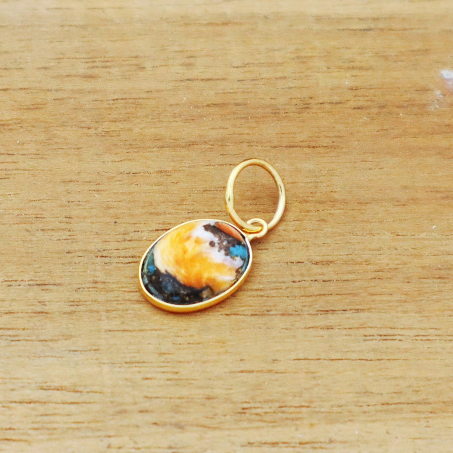 Oyster Copper Turquoise Charm, 18K gold charm pendant, Handmade Charm, Oyster Turquoise Charm, Turquoise Dainty Charm, Minimalist Pendant