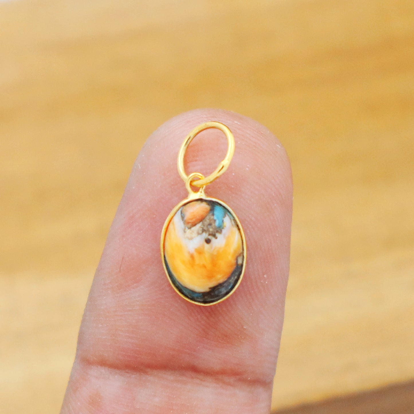 Oyster Copper Turquoise Charm, 18K gold charm pendant, Handmade Charm, Oyster Turquoise Charm, Turquoise Dainty Charm, Minimalist Pendant