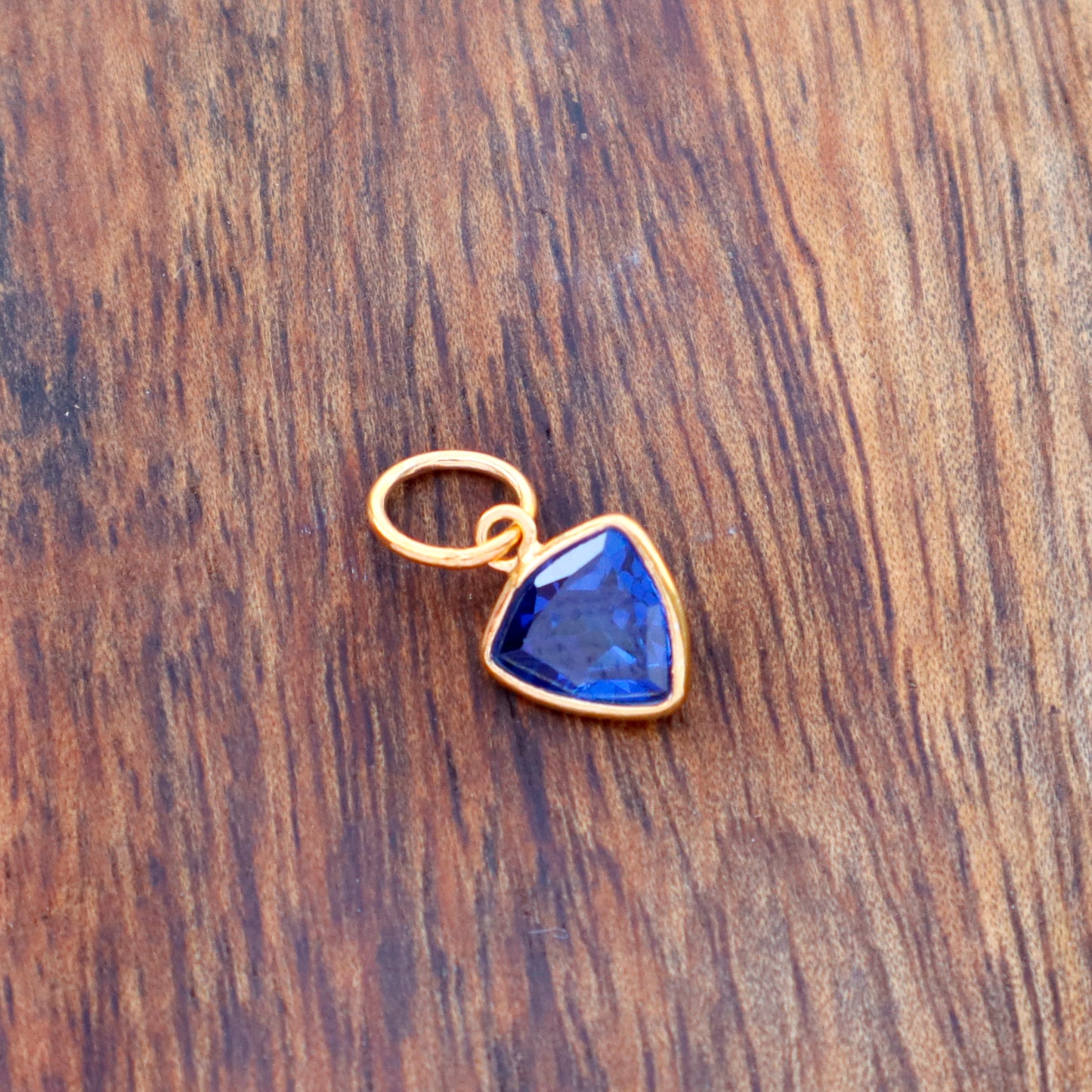 Sapphire Charm, 18k Solid Gold Charm, Lab Created Sapphire Charm, Gold Charm, Charm Pendant, Charm Necklace, Handmade Gold Charm