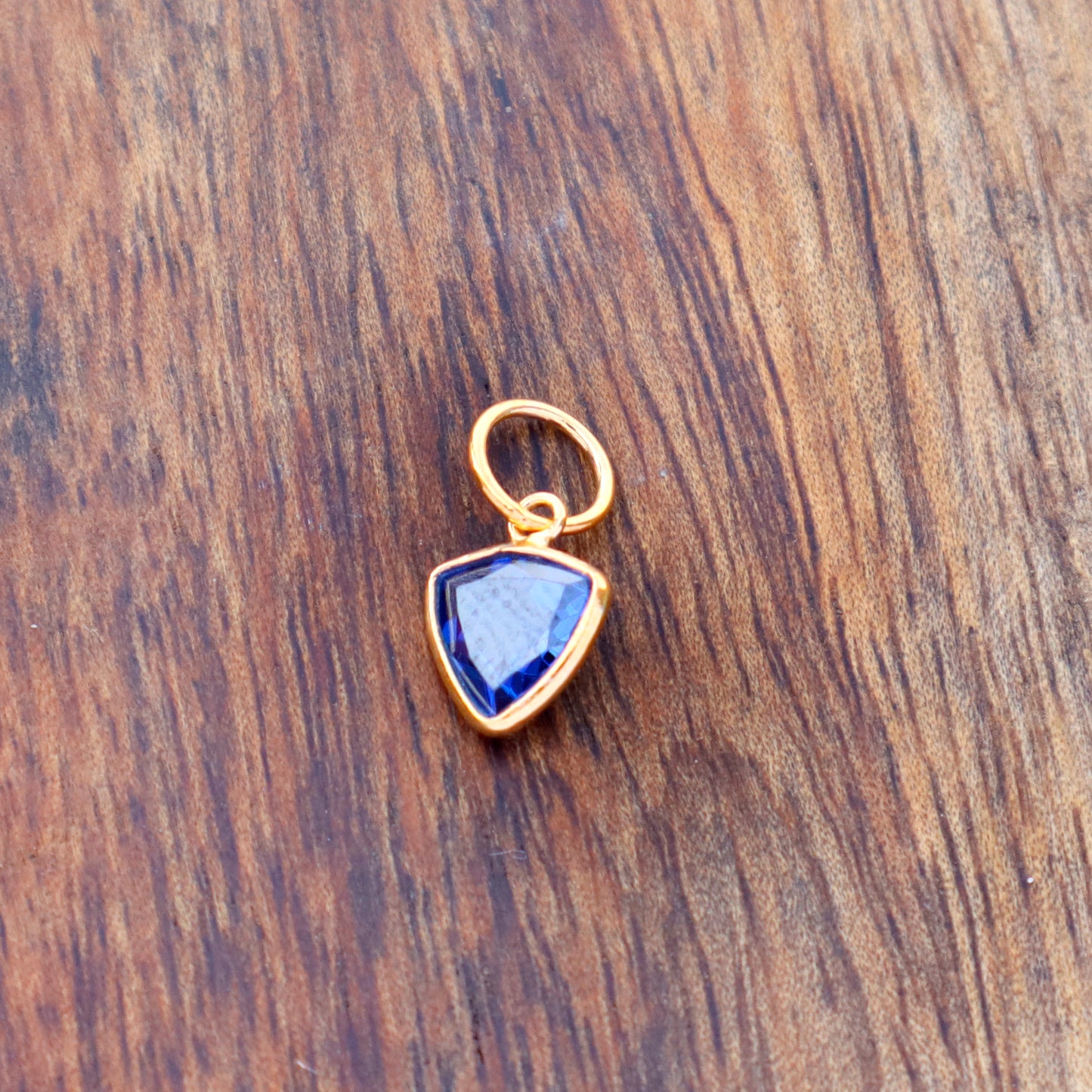 Sapphire Charm, 18k Solid Gold Charm, Lab Created Sapphire Charm, Gold Charm, Charm Pendant, Charm Necklace, Handmade Gold Charm