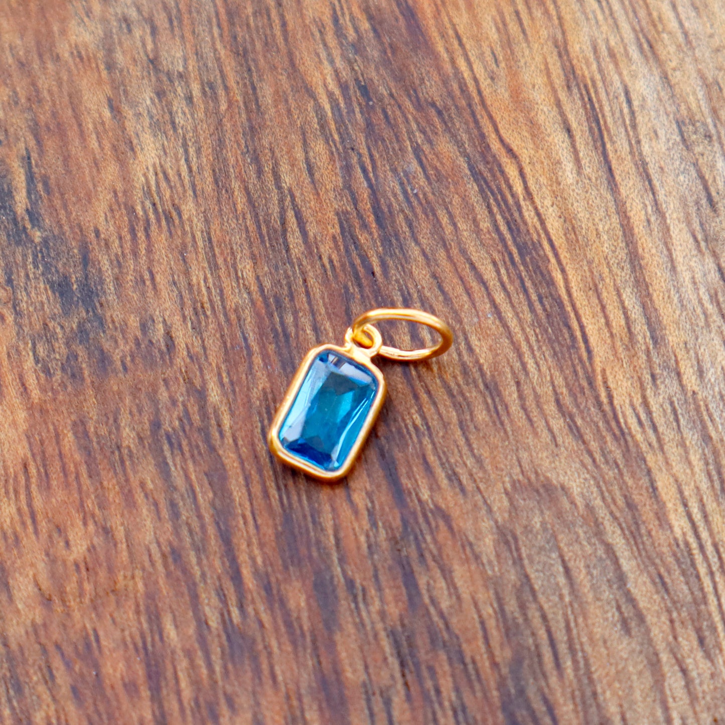 AA London Blue Topaz Charm, 18k Solid Gold Charm, Handmade Gold Charm, Charms Necklace, Lab Created London Blue Topaz Charm, Gift for Her