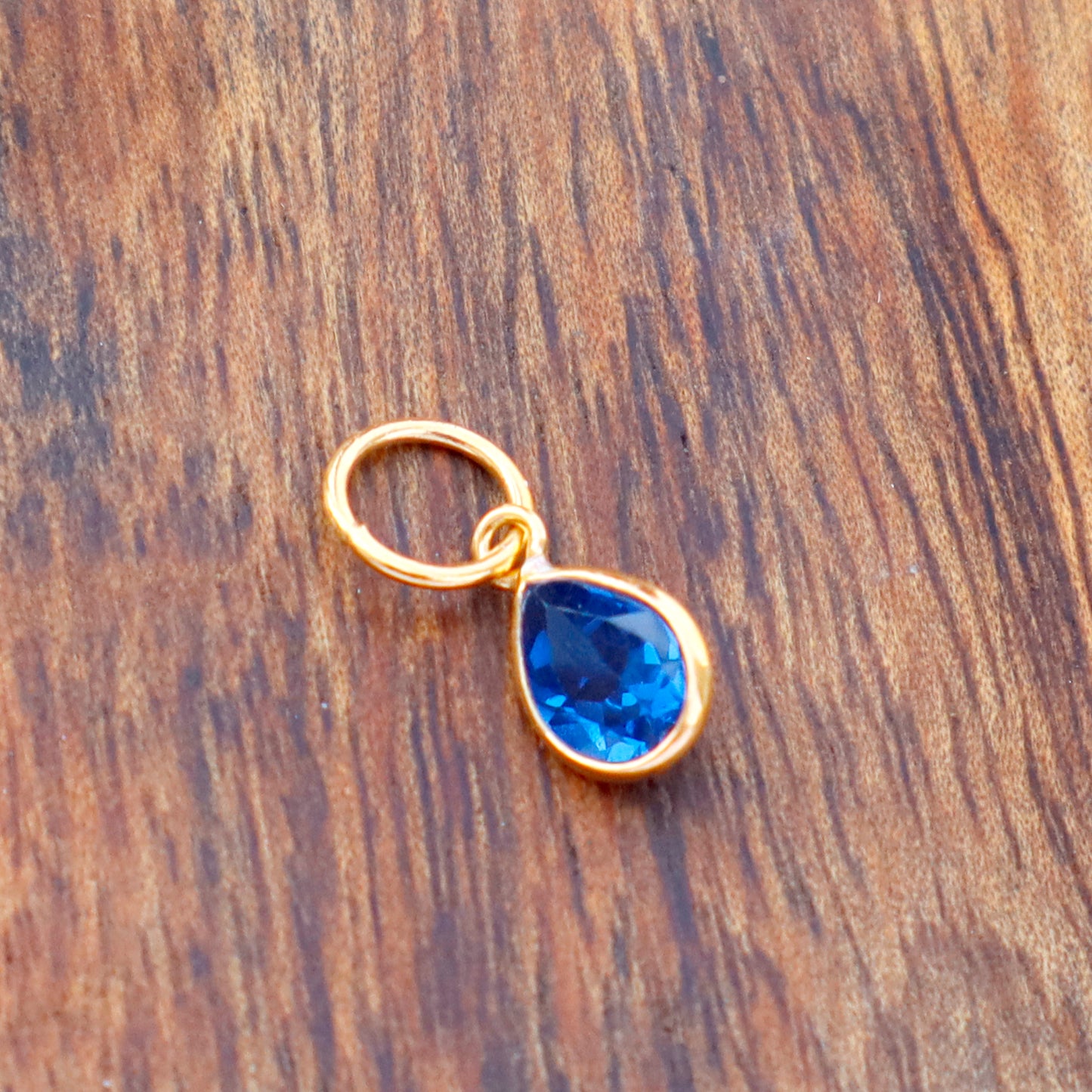 Lab Created Sapphire charm 18k Solid Gold Charm, Handmade Gold Charm, Charm Pendant, Charms Necklace, Sapphire Charms, Minimalist Pendant