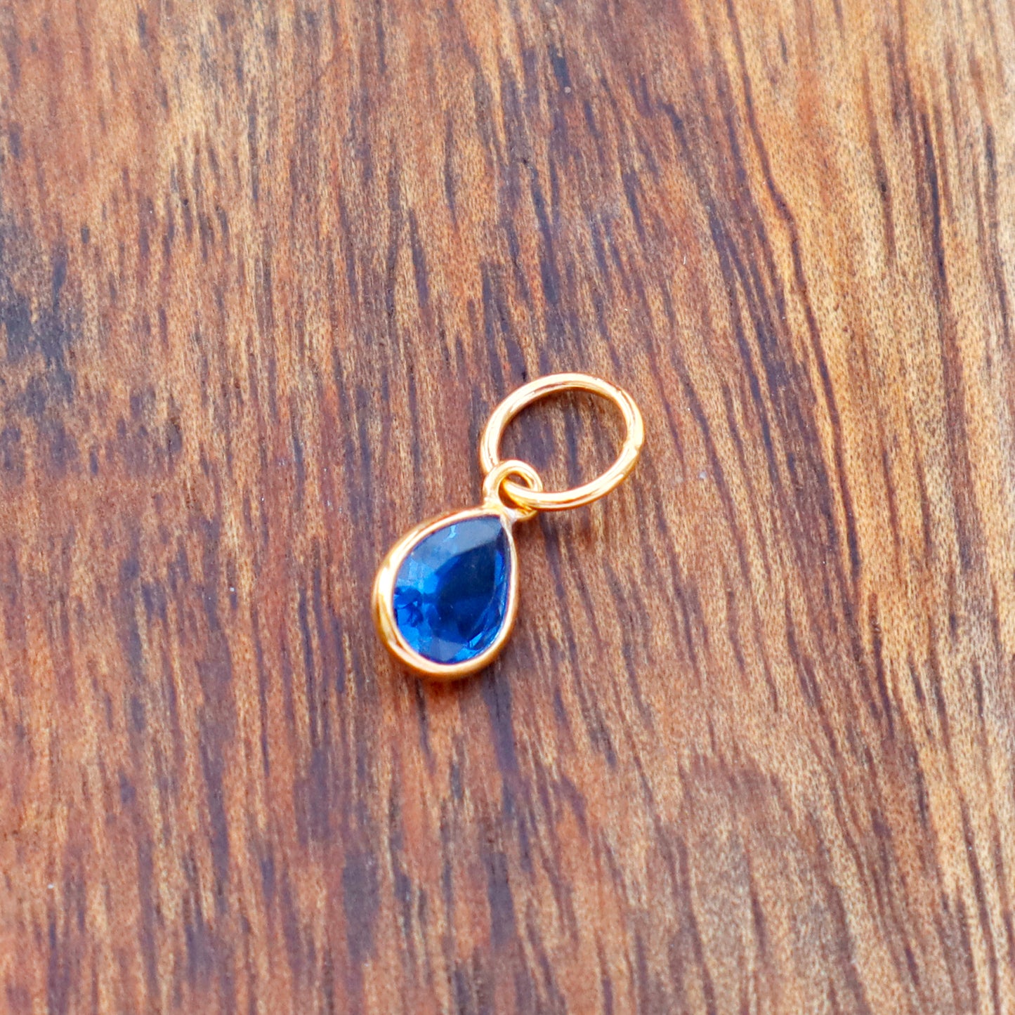 Lab Created Sapphire charm 18k Solid Gold Charm, Handmade Gold Charm, Charm Pendant, Charms Necklace, Sapphire Charms, Minimalist Pendant
