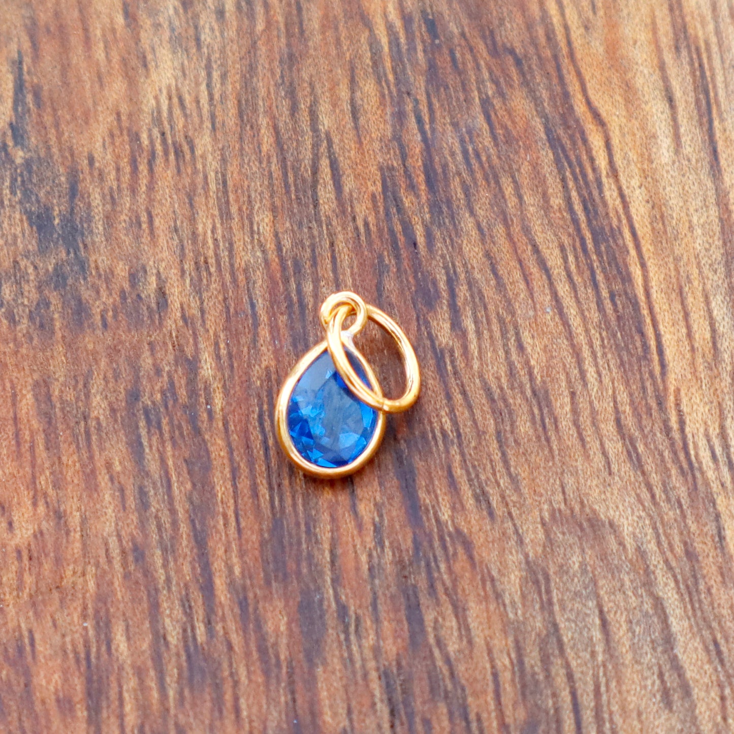 Lab Created Sapphire charm 18k Solid Gold Charm, Handmade Gold Charm, Charm Pendant, Charms Necklace, Sapphire Charms, Minimalist Pendant
