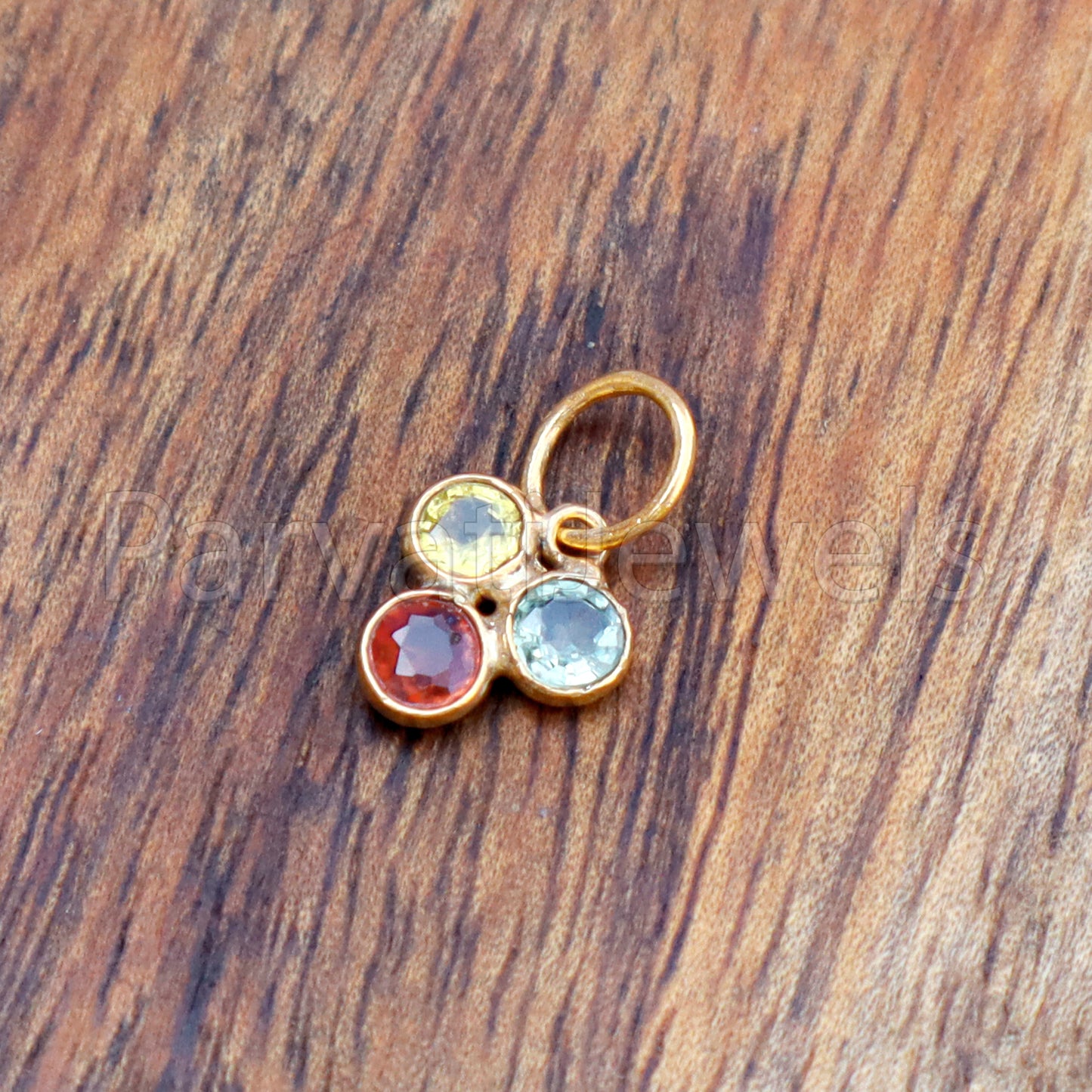 Natural Multi Sapphire Charm, 18k Solid Gold Charm, Multi Sapphire Charm, Gold Charm, Charm Pendant, Charm Necklace, Handmade Gold Charm