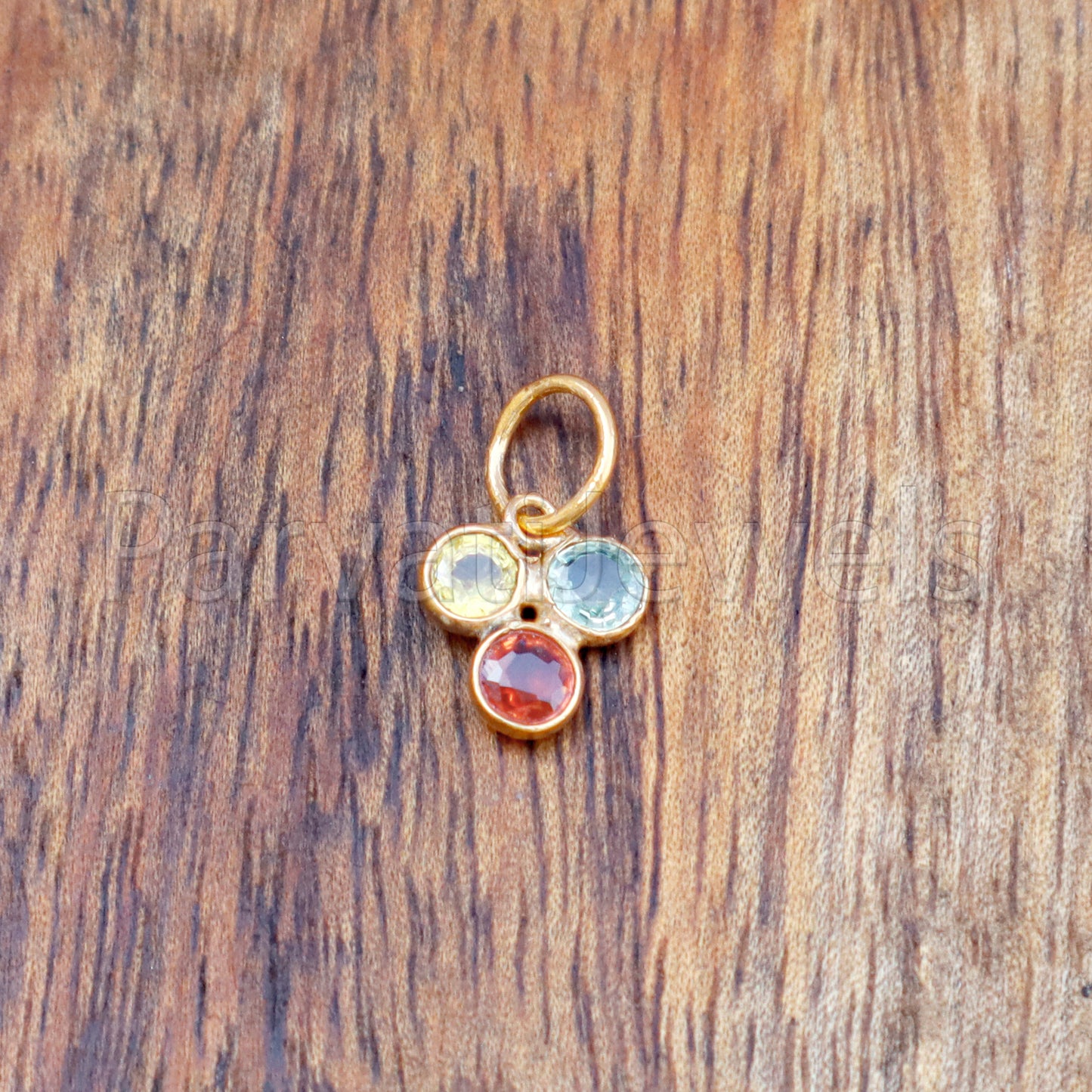 Natural Multi Sapphire Charm, 18k Solid Gold Charm, Multi Sapphire Charm, Gold Charm, Charm Pendant, Charm Necklace, Handmade Gold Charm