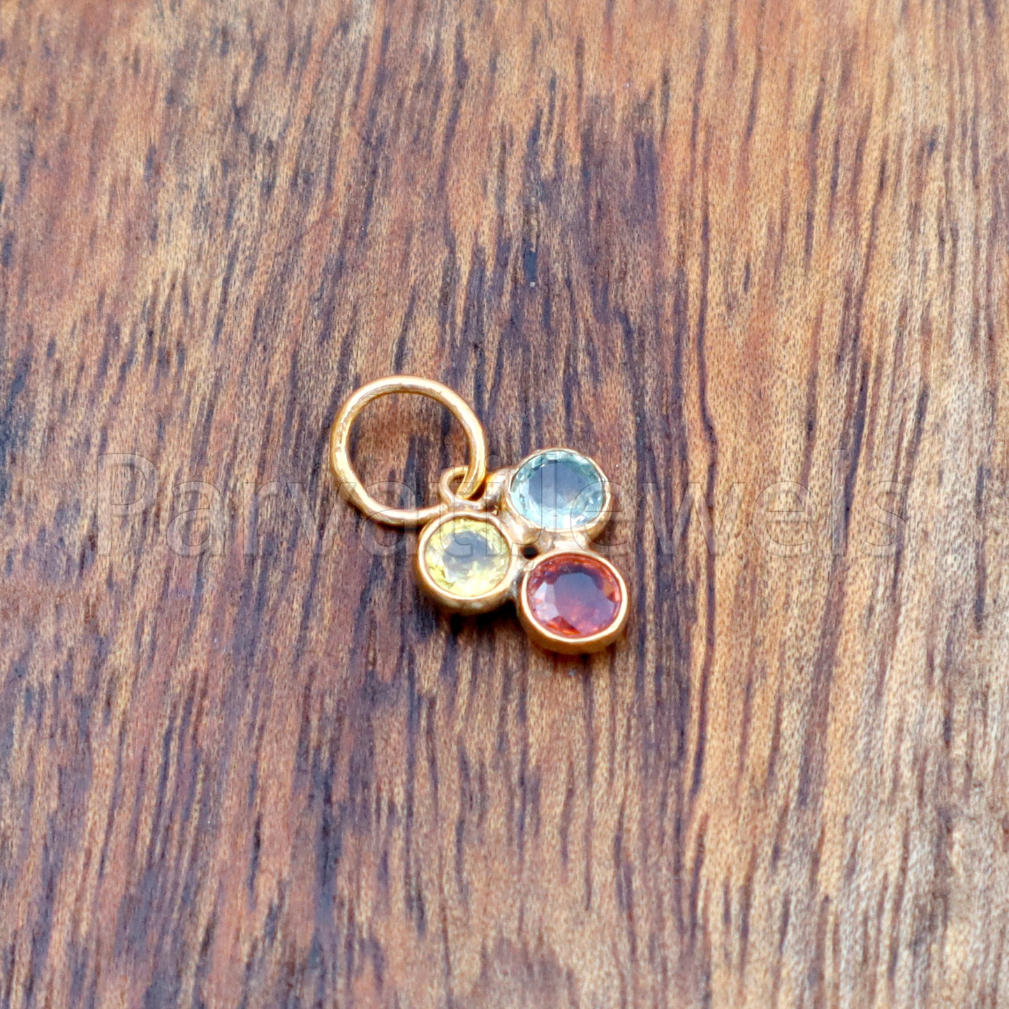Natural Multi Sapphire Charm, 18k Solid Gold Charm, Multi Sapphire Charm, Gold Charm, Charm Pendant, Charm Necklace, Handmade Gold Charm