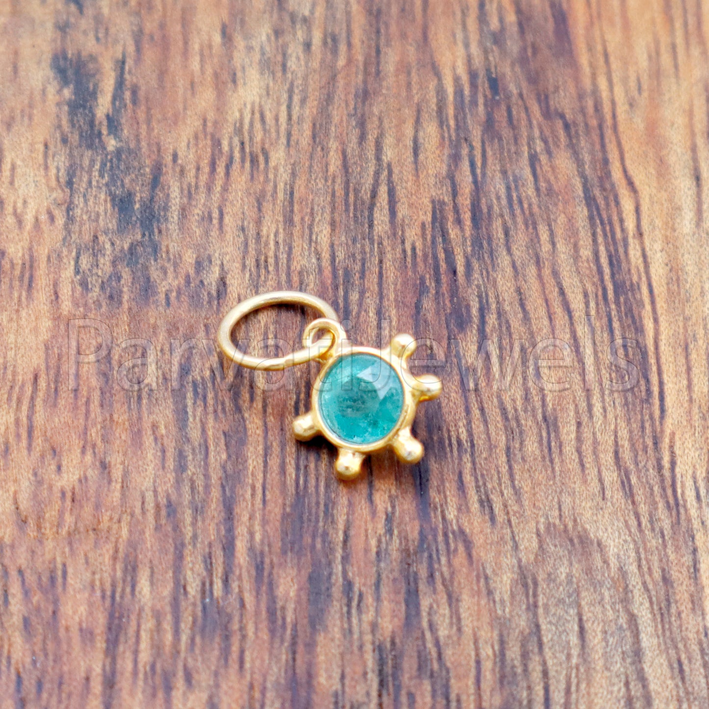 Emerald Charm, 18k Solid Gold Charm, Natural Emerald Charm, Gold Charm, Charm Pendant, Charm Necklace, Handmade Gold Charm