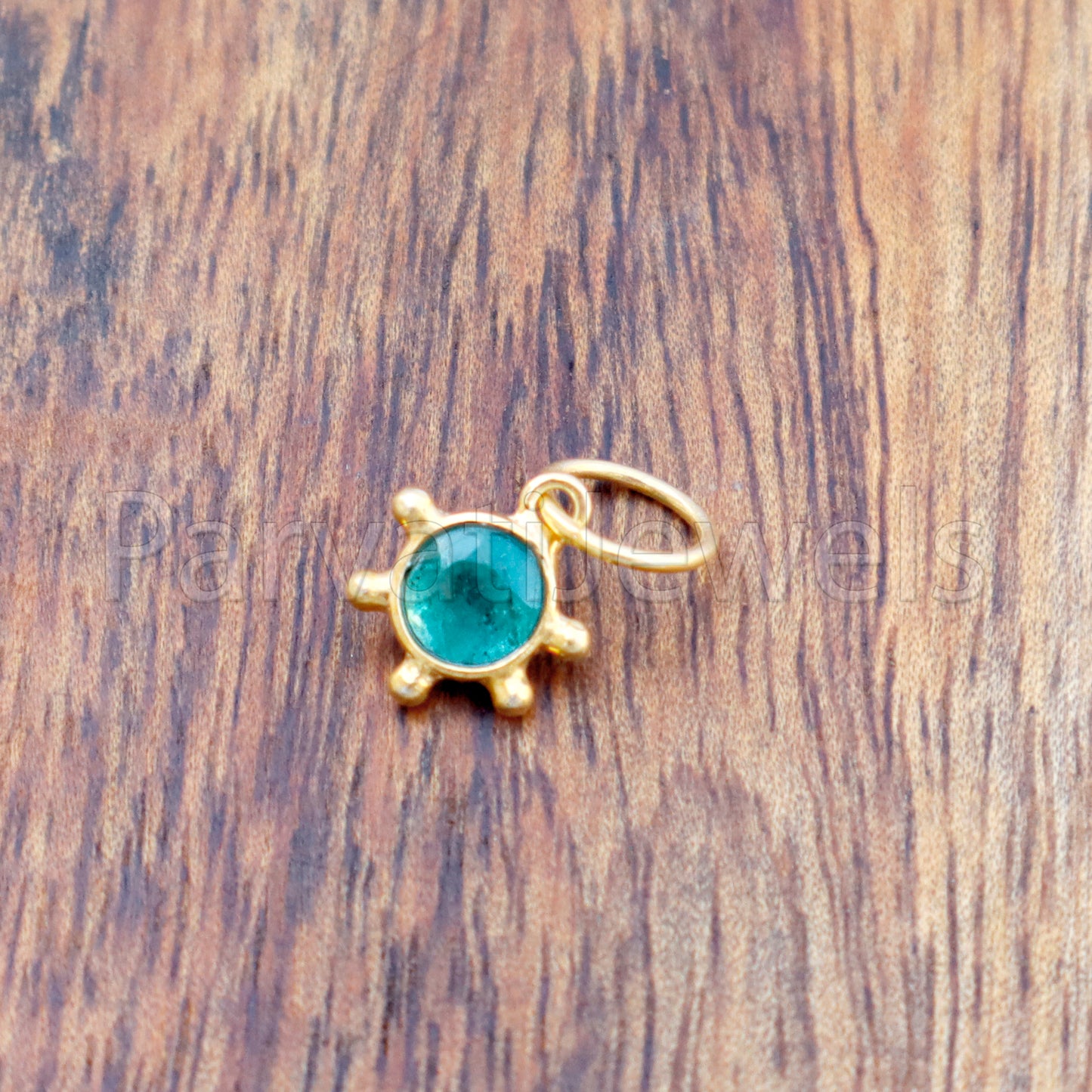 Emerald Charm, 18k Solid Gold Charm, Natural Emerald Charm, Gold Charm, Charm Pendant, Charm Necklace, Handmade Gold Charm