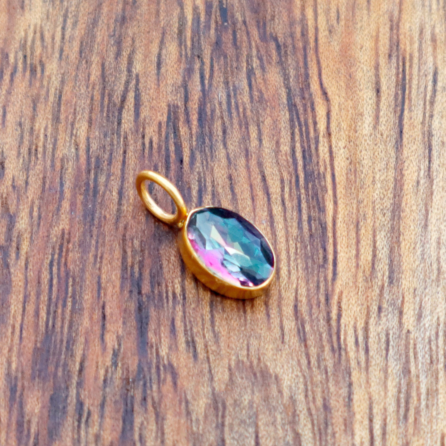 Mystic Topaz Charm, 18k Solid Gold Charm, Mystic Topaz Gold Charm, Gold Charm, Charm Pendant, Charm Necklace, Handmade Gold Charm, Christmas Gift Charm, Gift For Mom Charm, Gift For Her Charm
