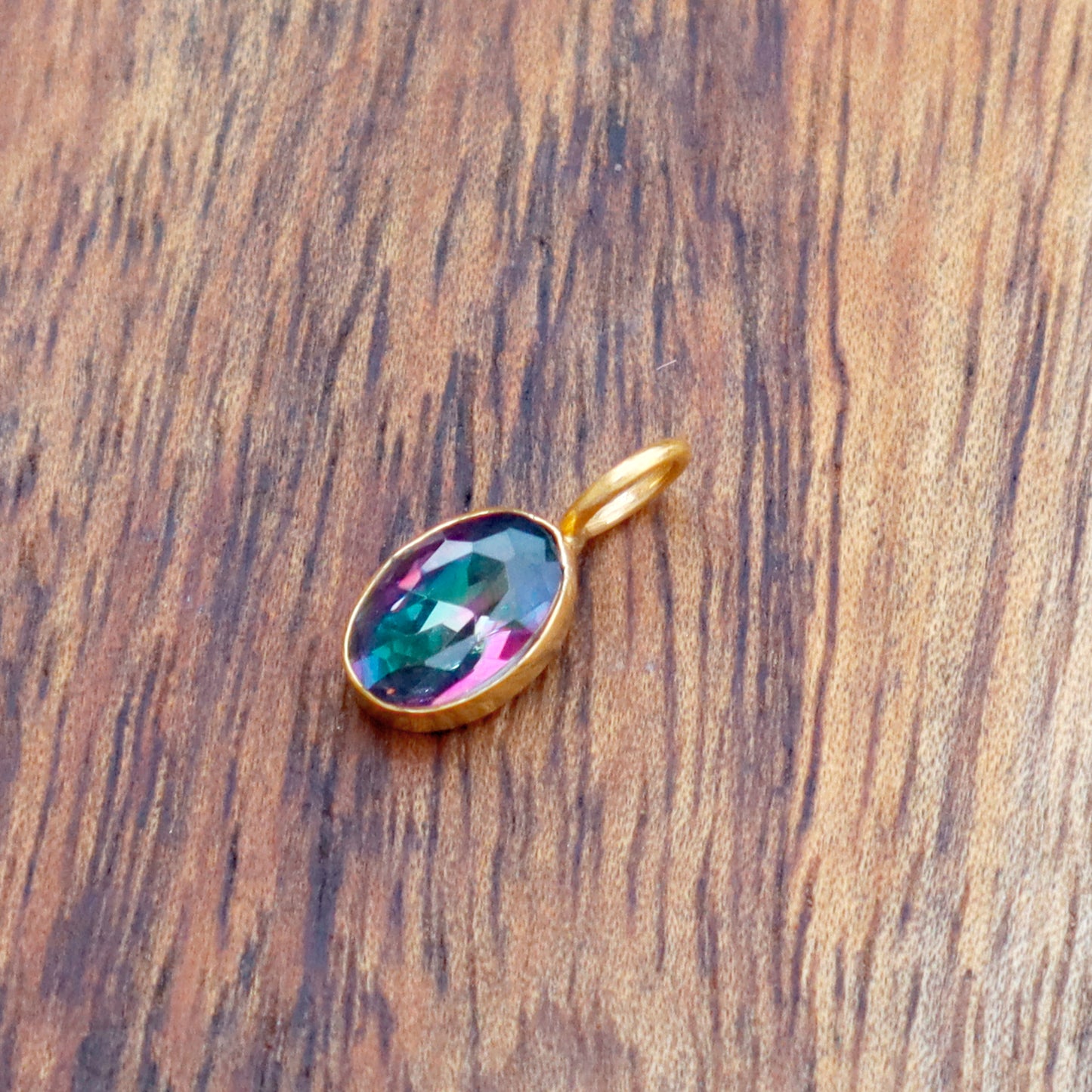 Mystic Topaz Charm, 18k Solid Gold Charm, Mystic Topaz Gold Charm, Gold Charm, Charm Pendant, Charm Necklace, Handmade Gold Charm, Christmas Gift Charm, Gift For Mom Charm, Gift For Her Charm