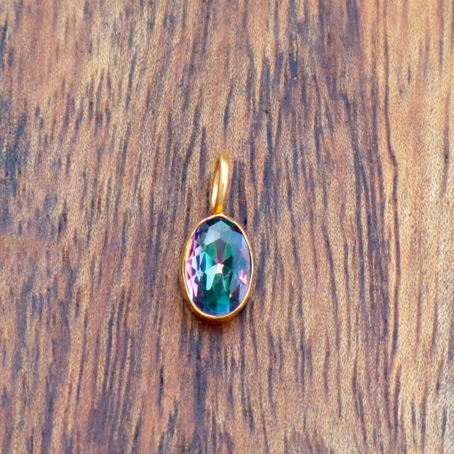 Mystic Topaz Charm, 18k Solid Gold Charm, Mystic Topaz Gold Charm, Gold Charm, Charm Pendant, Charm Necklace, Handmade Gold Charm, Christmas Gift Charm, Gift For Mom Charm, Gift For Her Charm