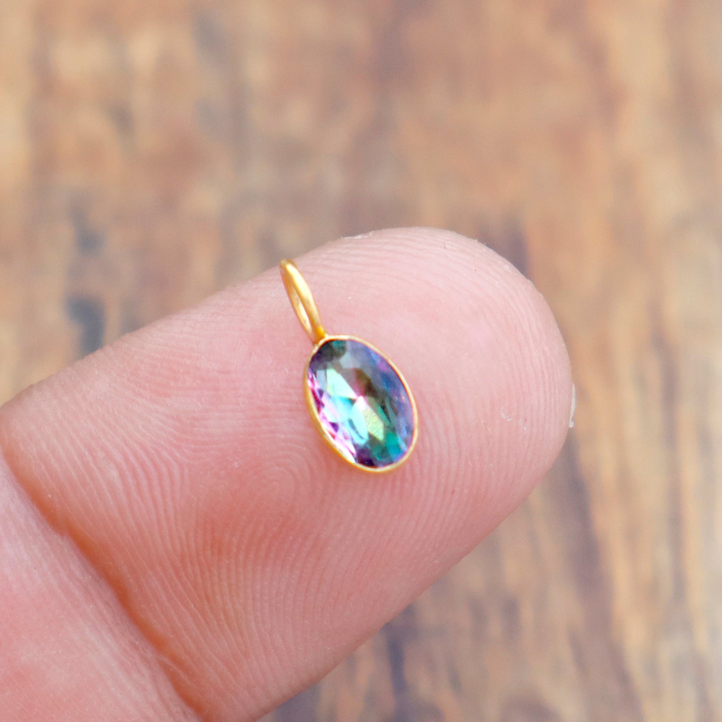 Mystic Topaz Charm, 18k Solid Gold Charm, Mystic Topaz Gold Charm, Gold Charm, Charm Pendant, Charm Necklace, Handmade Gold Charm, Christmas Gift Charm, Gift For Mom Charm, Gift For Her Charm
