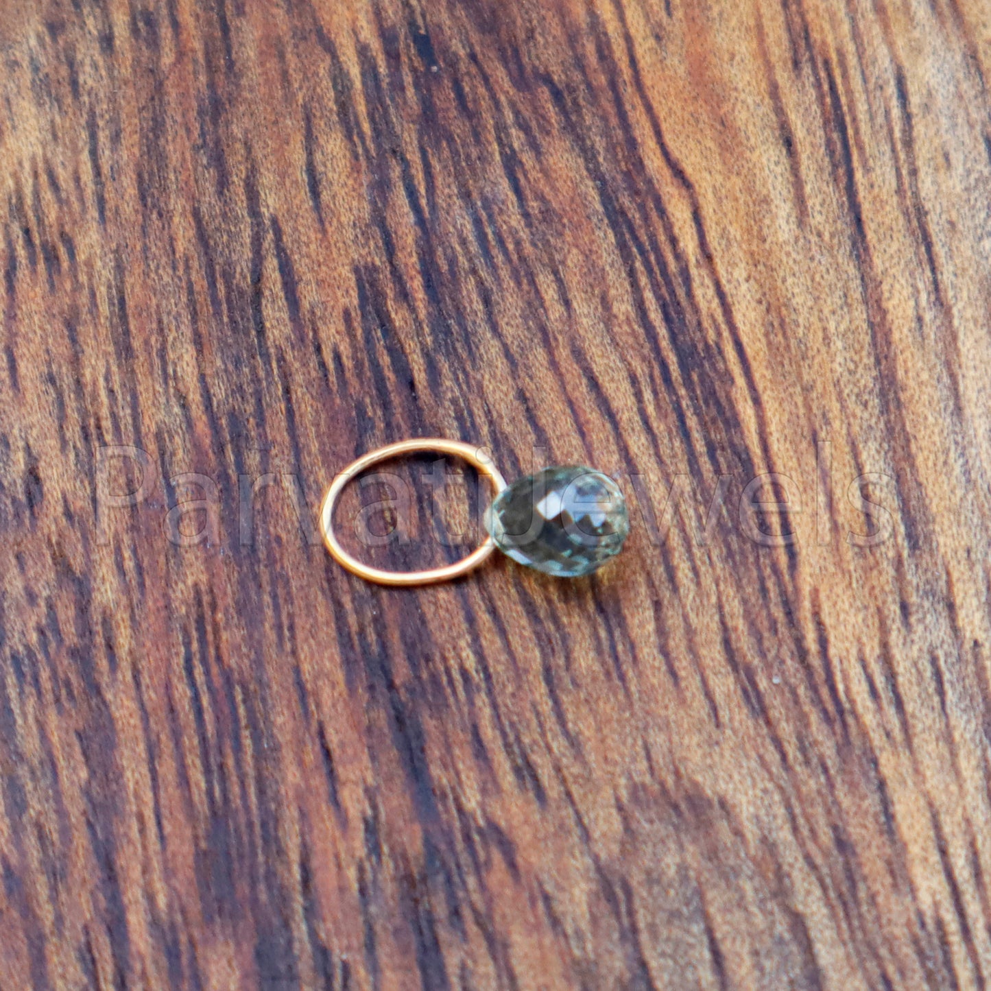 Green Sapphire Charm, 18k Solid Gold Charm, Teardrop Green Sapphire Charm, Gold Charm, Charm Pendant, Charm Necklace, Handmade Gold Charm