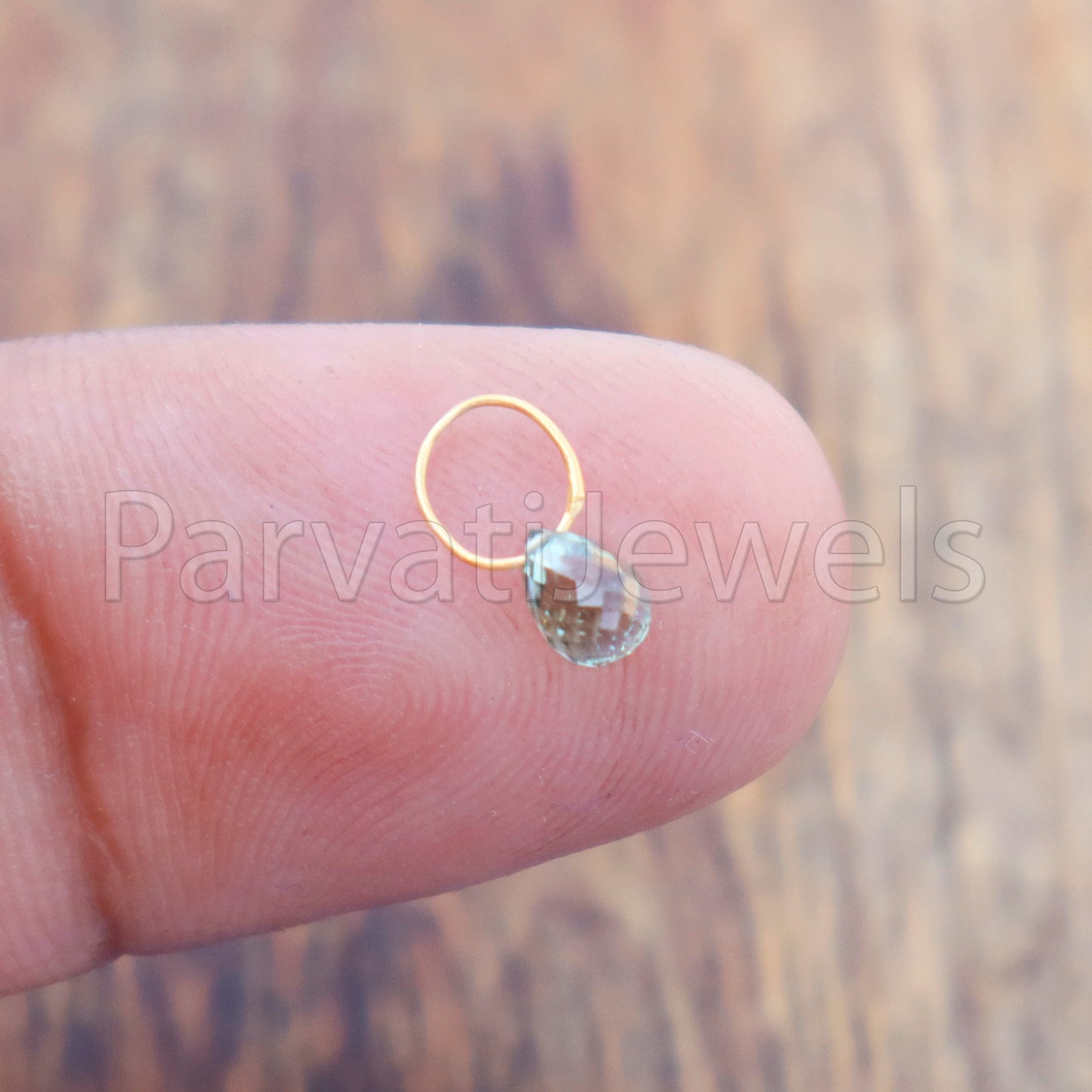 Green Sapphire Charm, 18k Solid Gold Charm, Teardrop Green Sapphire Charm, Gold Charm, Charm Pendant, Charm Necklace, Handmade Gold Charm