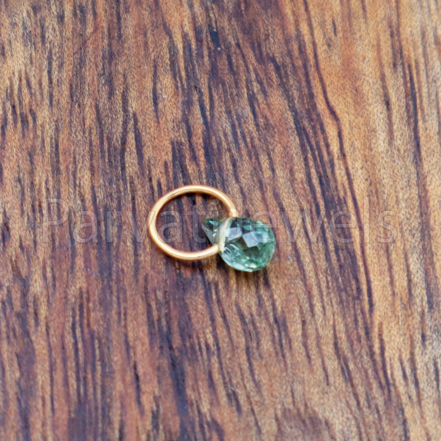Green Sapphire Charm, 18k Solid Gold Charm, Teardrop Green Sapphire Charm, Gold Charm, Charm Pendant, Charm Necklace, Handmade Gold Charm