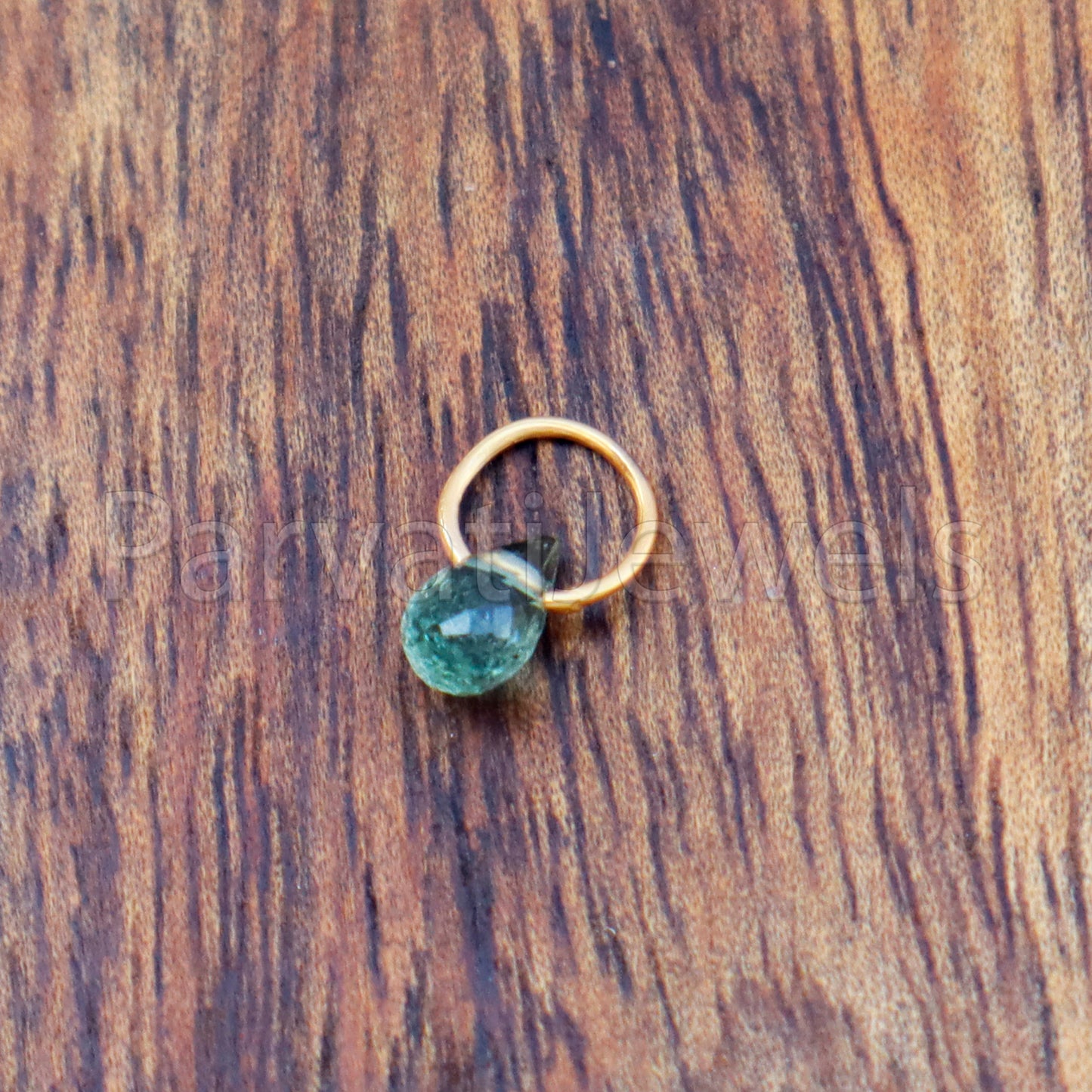 Green Sapphire Charm, 18k Solid Gold Charm, Teardrop Green Sapphire Charm, Gold Charm, Charm Pendant, Charm Necklace, Handmade Gold Charm