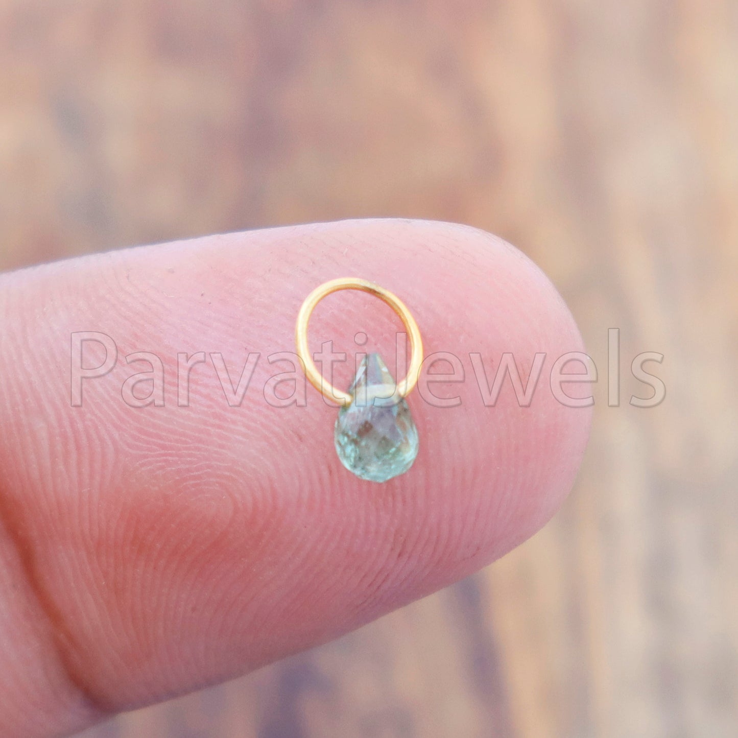 Green Sapphire Charm, 18k Solid Gold Charm, Teardrop Green Sapphire Charm, Gold Charm, Charm Pendant, Charm Necklace, Handmade Gold Charm