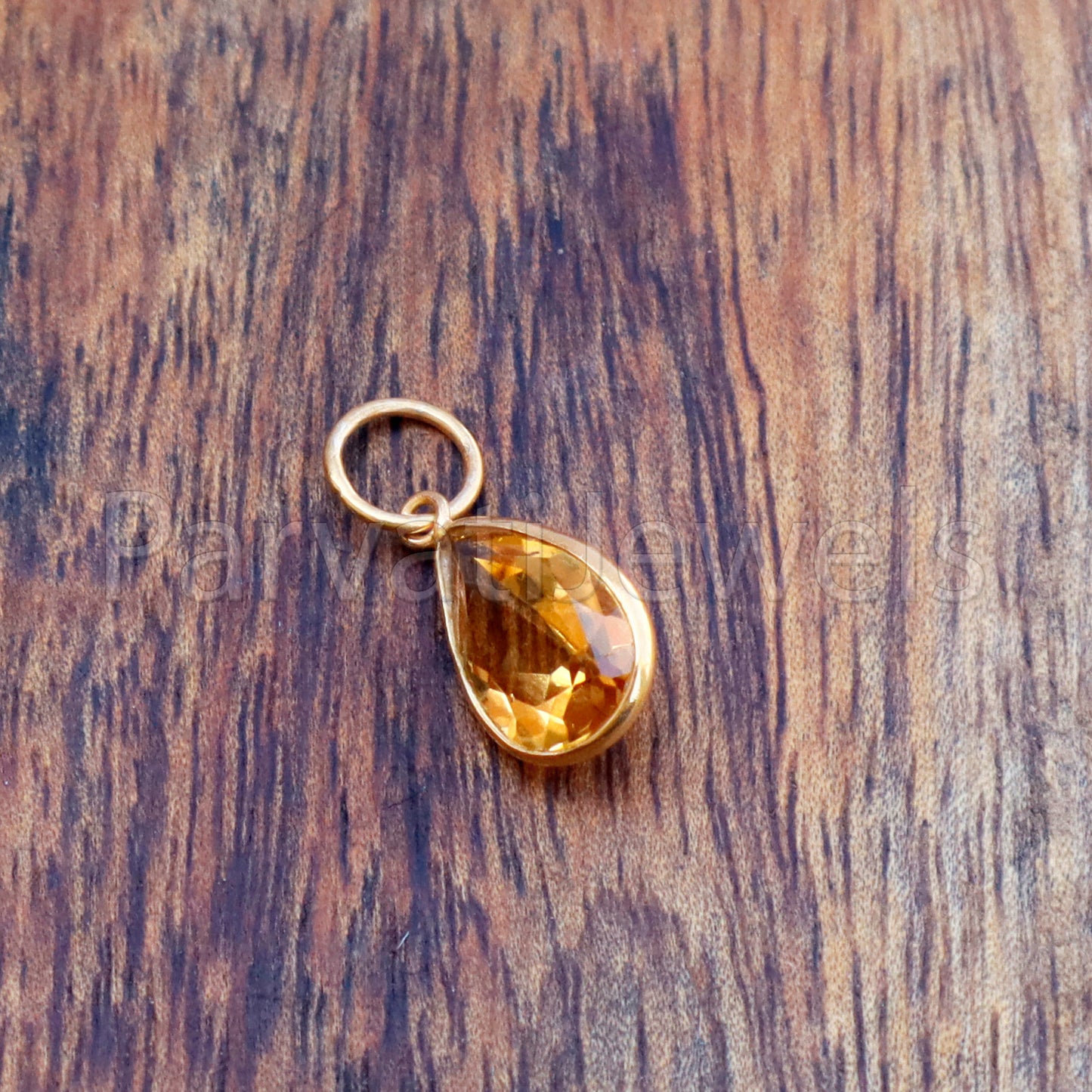 Citrine Charm, 18k Solid Gold Charm, Natural Citrine Charm, Gold Charm, Charm Pendant, Charm Necklace, Handmade Gold Charm