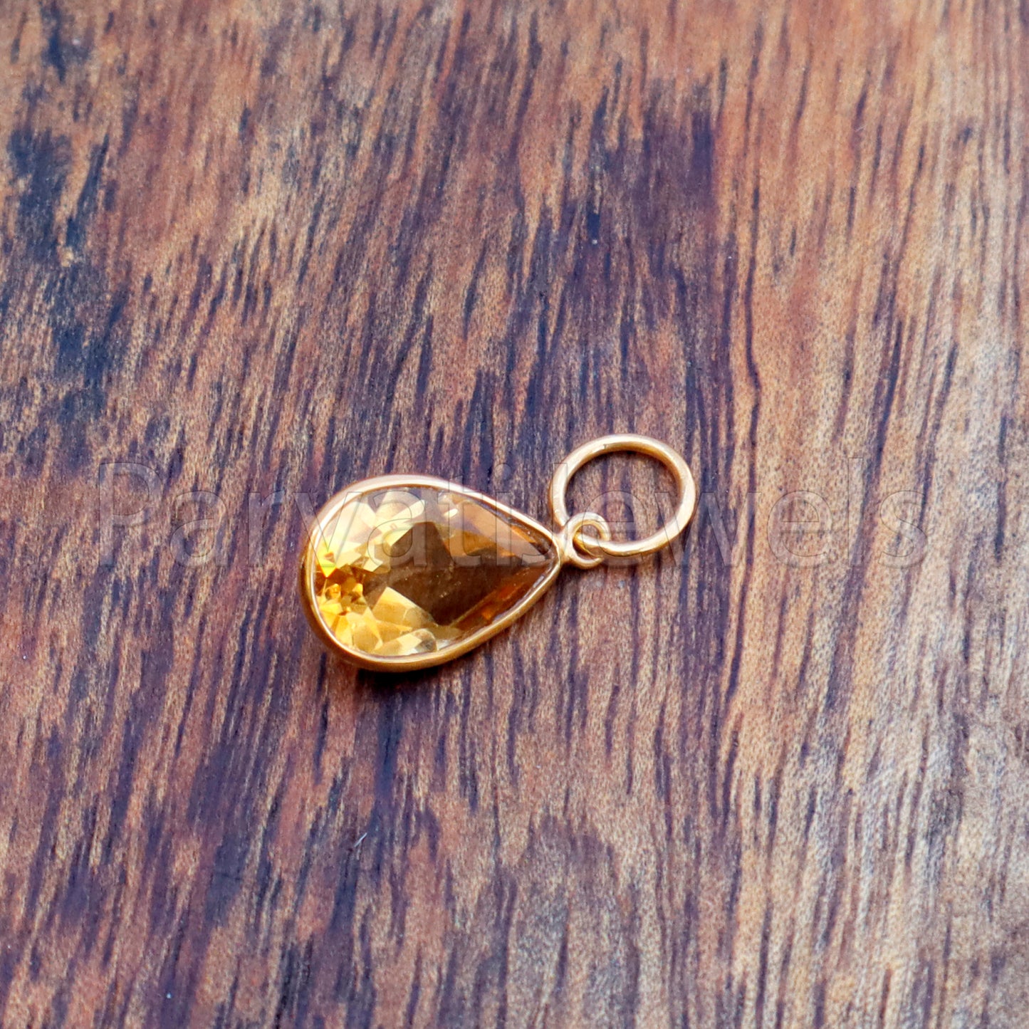 Citrine Charm, 18k Solid Gold Charm, Natural Citrine Charm, Gold Charm, Charm Pendant, Charm Necklace, Handmade Gold Charm