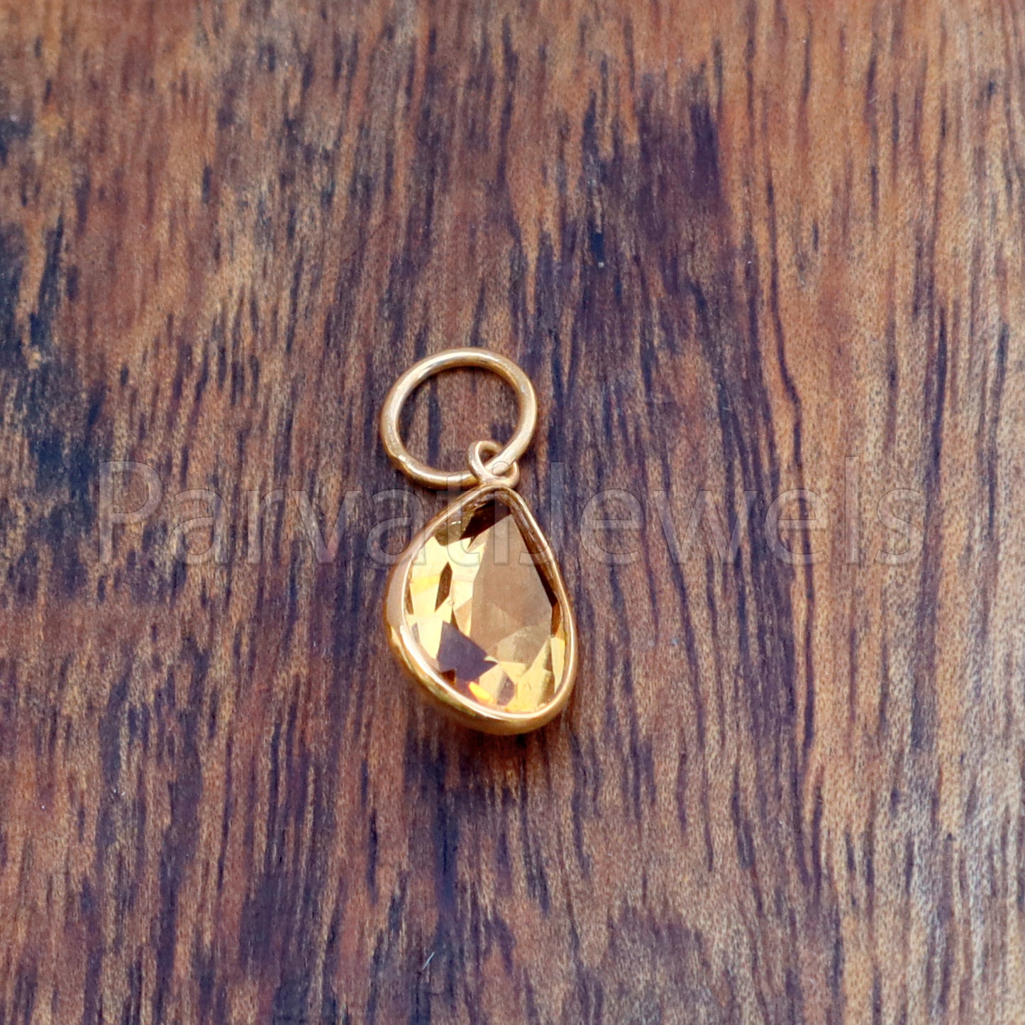 Citrine Charm, 18k Solid Gold Charm, Natural Citrine Charm, Gold Charm, Charm Pendant, Charm Necklace, Handmade Gold Charm