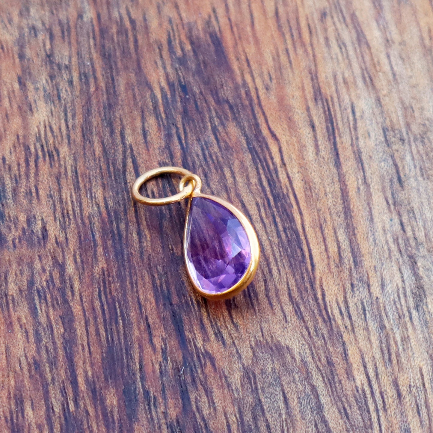 Natural Amethyst Charm, 18k Solid Gold Charm, Natural Amethyst Charm, Gold Charm, Charm Pendant, Charm Necklace, Handmade Gold Charm, Gift for Her